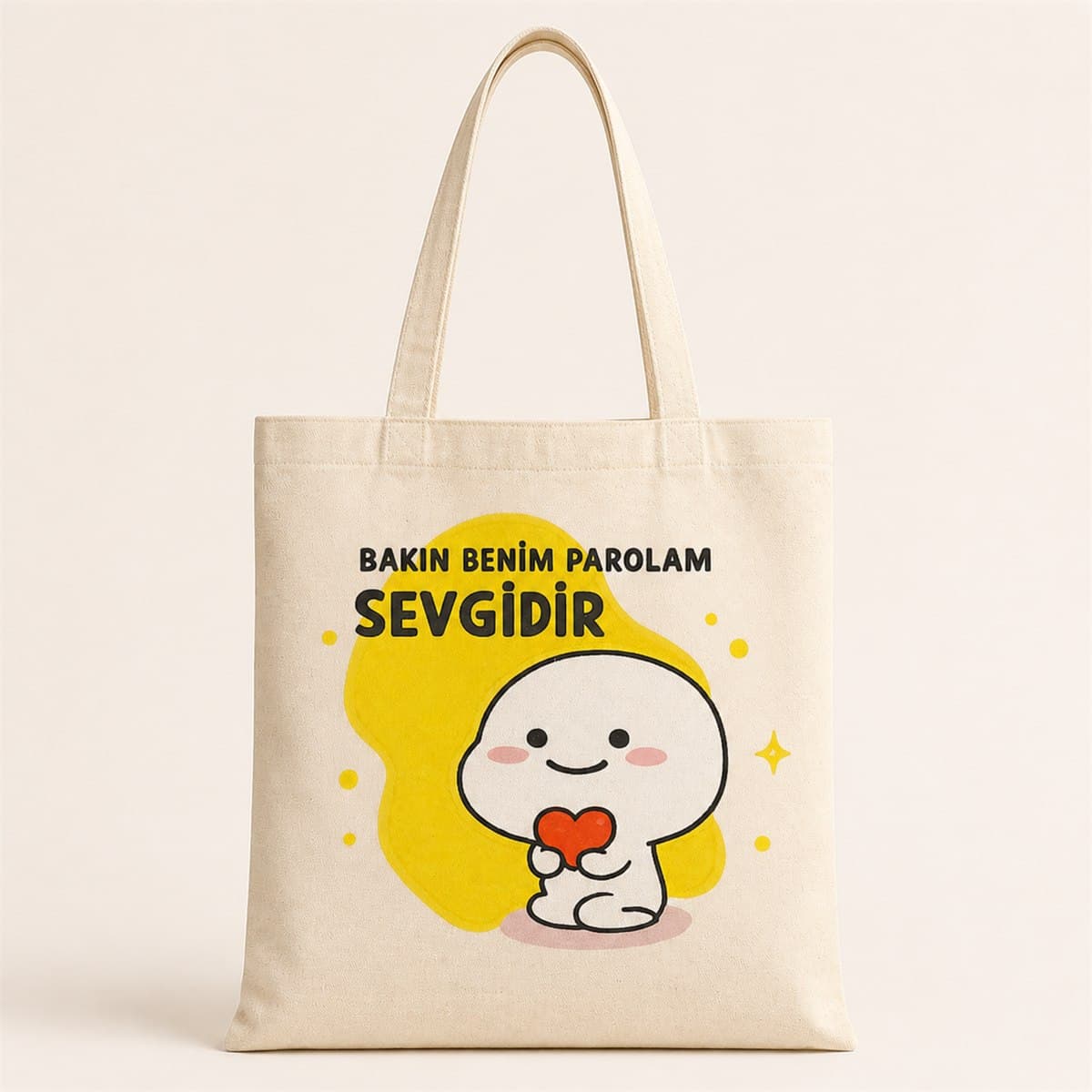 Bakın Benim Parolam Sevgidir Baskılı Bez Çanta Omuz Çantası