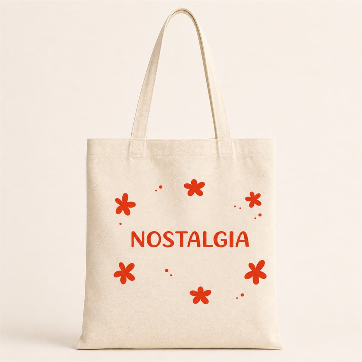 Nostalgia Baskılı Bez Çanta Omuz Çantası