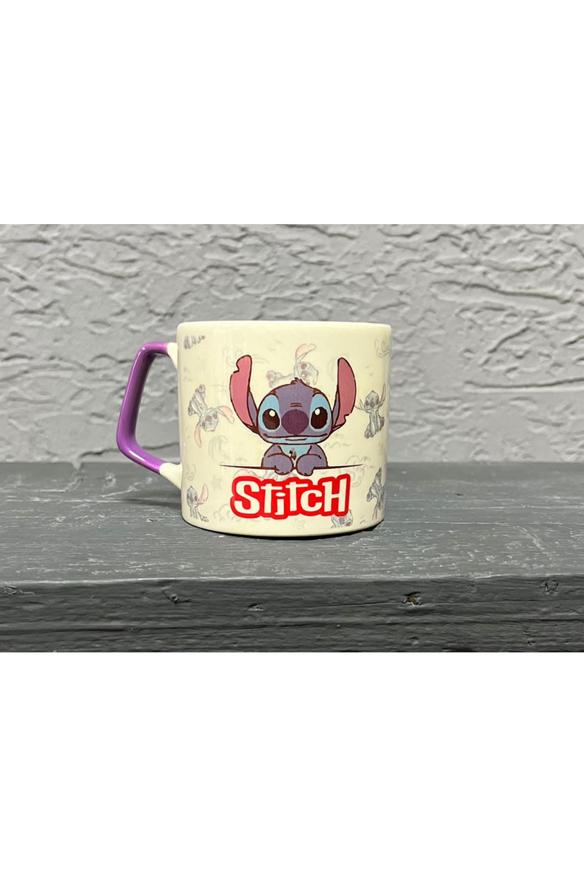 Stitch Tatlı Tatlı Bakıyor Baskılı Kulplu Prime Kupa - Sevgililer Günü Hediyesi Bardak Fincan Mug