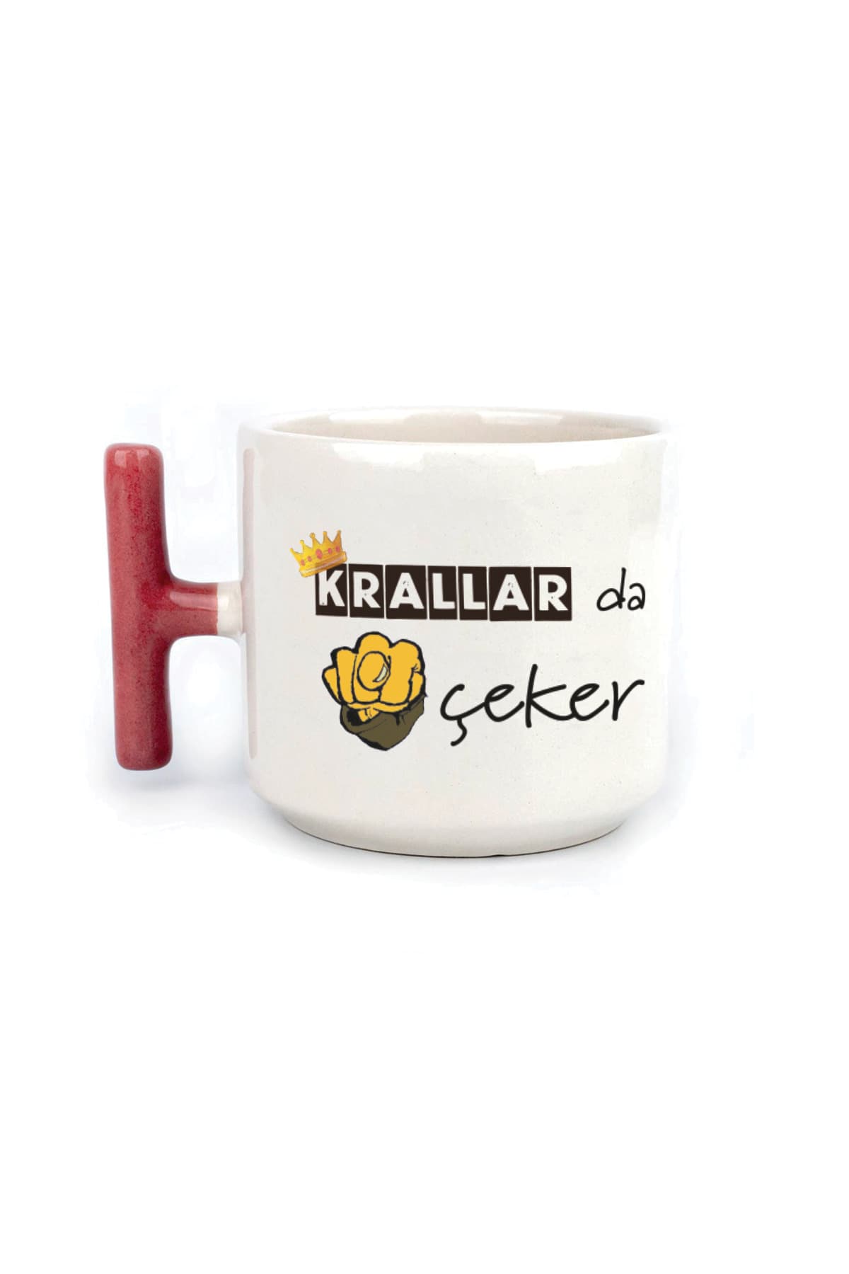 Krallar Da Nah Çeker Baskılı Kırmızı Kulplu T Kupa - Komik Hediye Bardak Fincan Mug