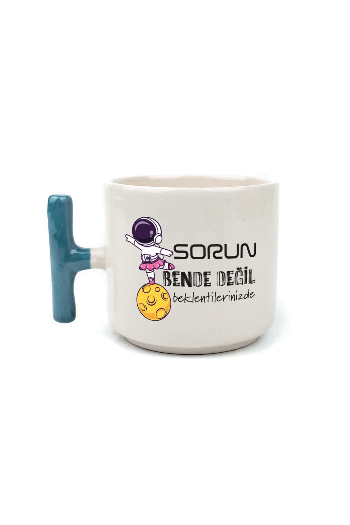 Sorun Bende Değil Beklentilerinizde Baskılı Yeşil Kulplu T Kupa Bardak Fincan Mug