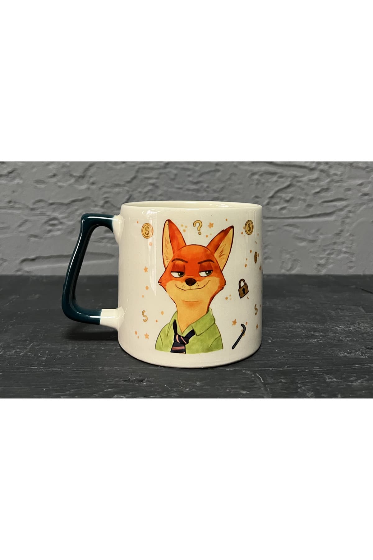 Zootropolis Nick Baskılı Yeşil Kulplu Prime Kupa - Sevgililer Günü Hediyesi Bardak Fincan Mug