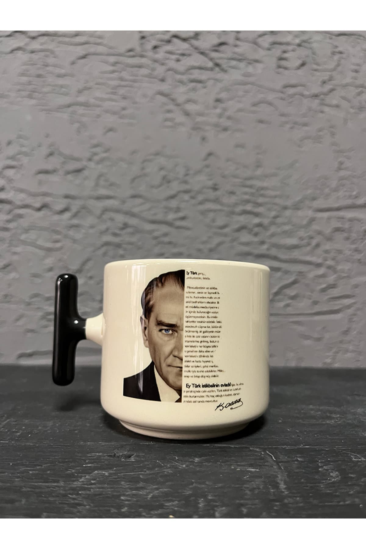 Atatürk ve Türk Gençliğine Hitabesi Baskılı Kulplu T Kupa Bardak Fincan Mug
