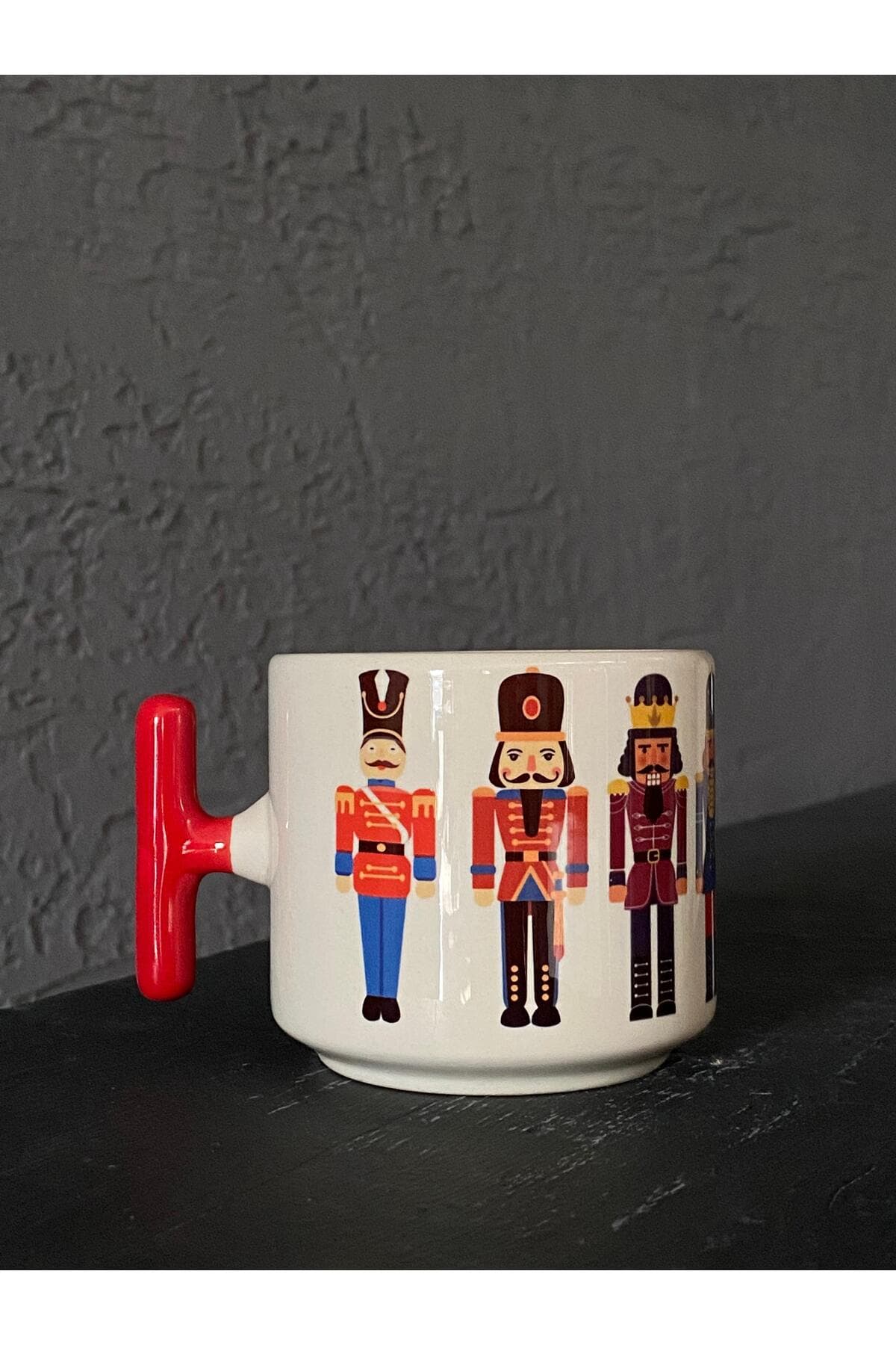 Kurşun Asker Tam Tur Baskılı Kırmızı Kulplu T Kupa - Askere Hediye Bardak Fincan Mug