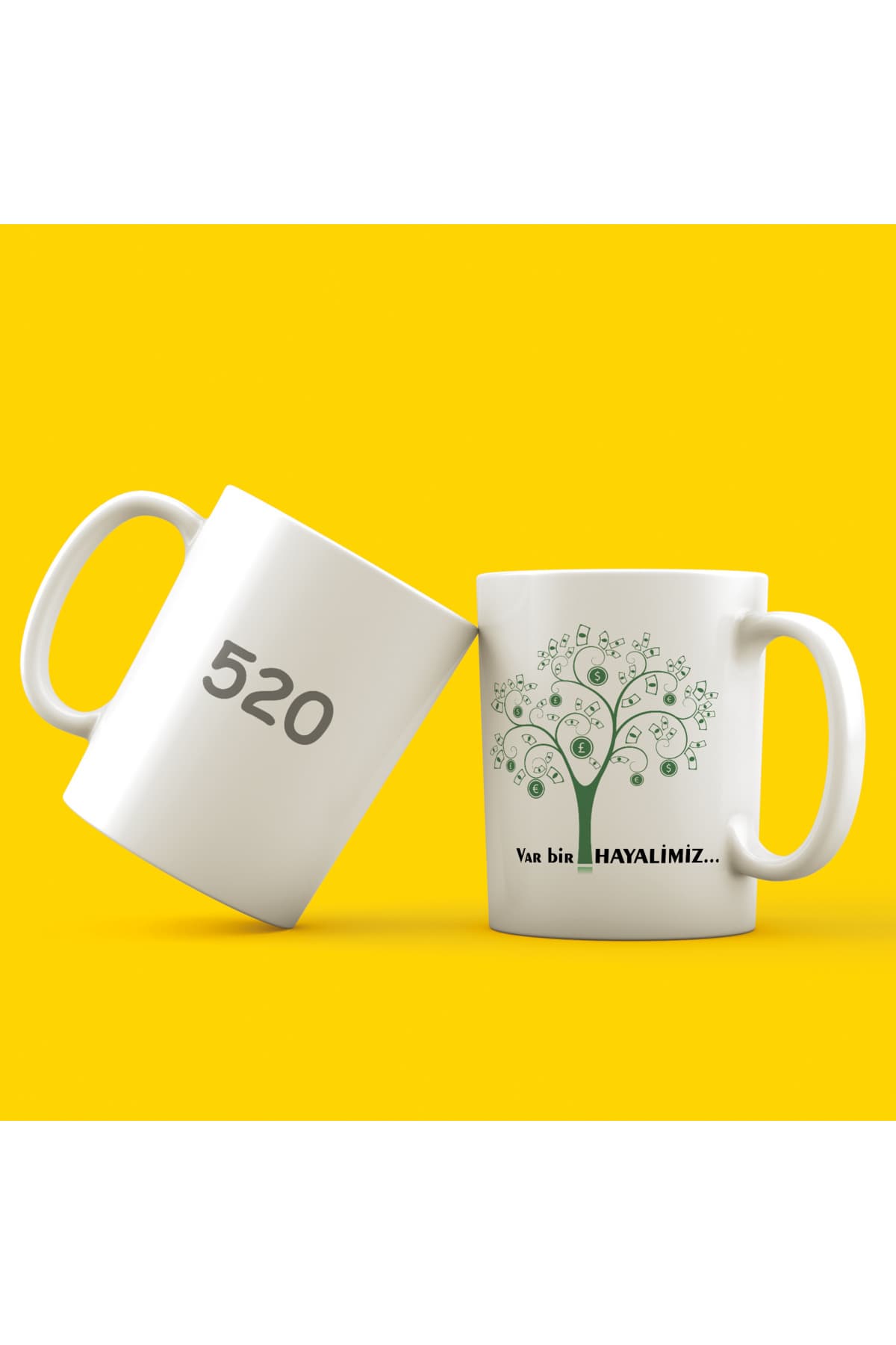 Para Ağacı Baskılı Beyaz Kupa Bardak Fincan Mug