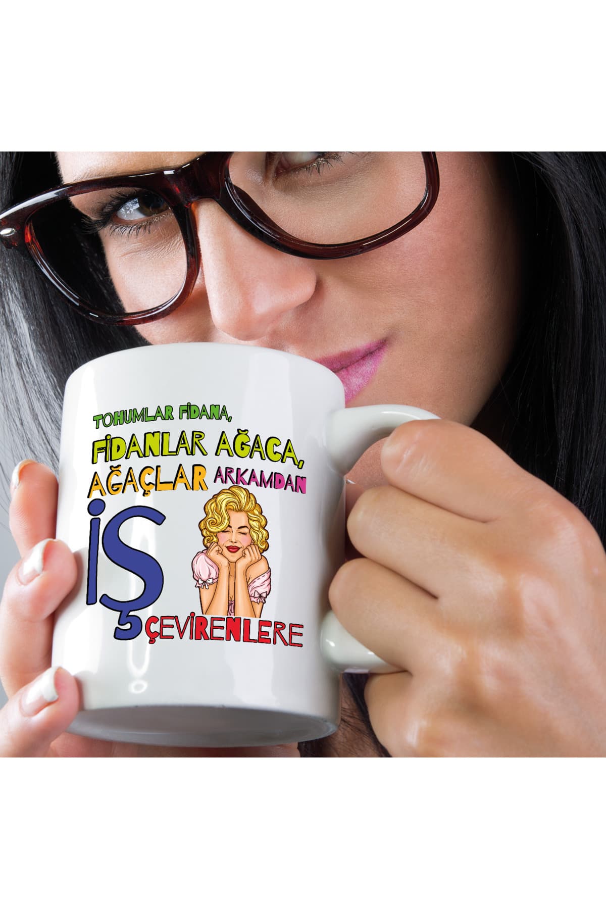 Tohumlar Fidana, Fidanlar Ağaca Baskılı Beyaz Kupa Bardak Fincan Mug