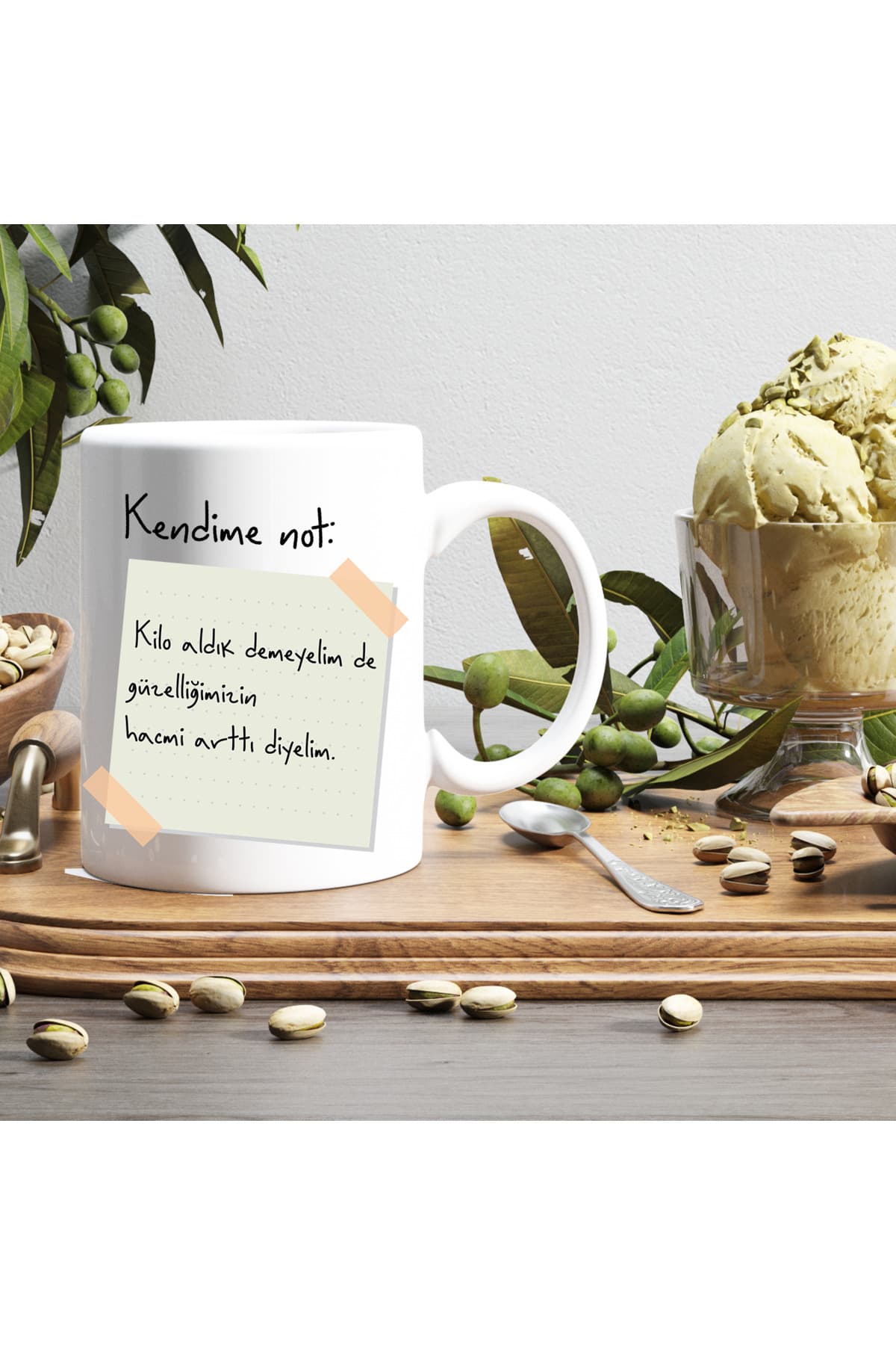 Kendime Not: Kilo Aldık Demeyelimde Baskılı Beyaz Kupa Bardak Fincan Mug