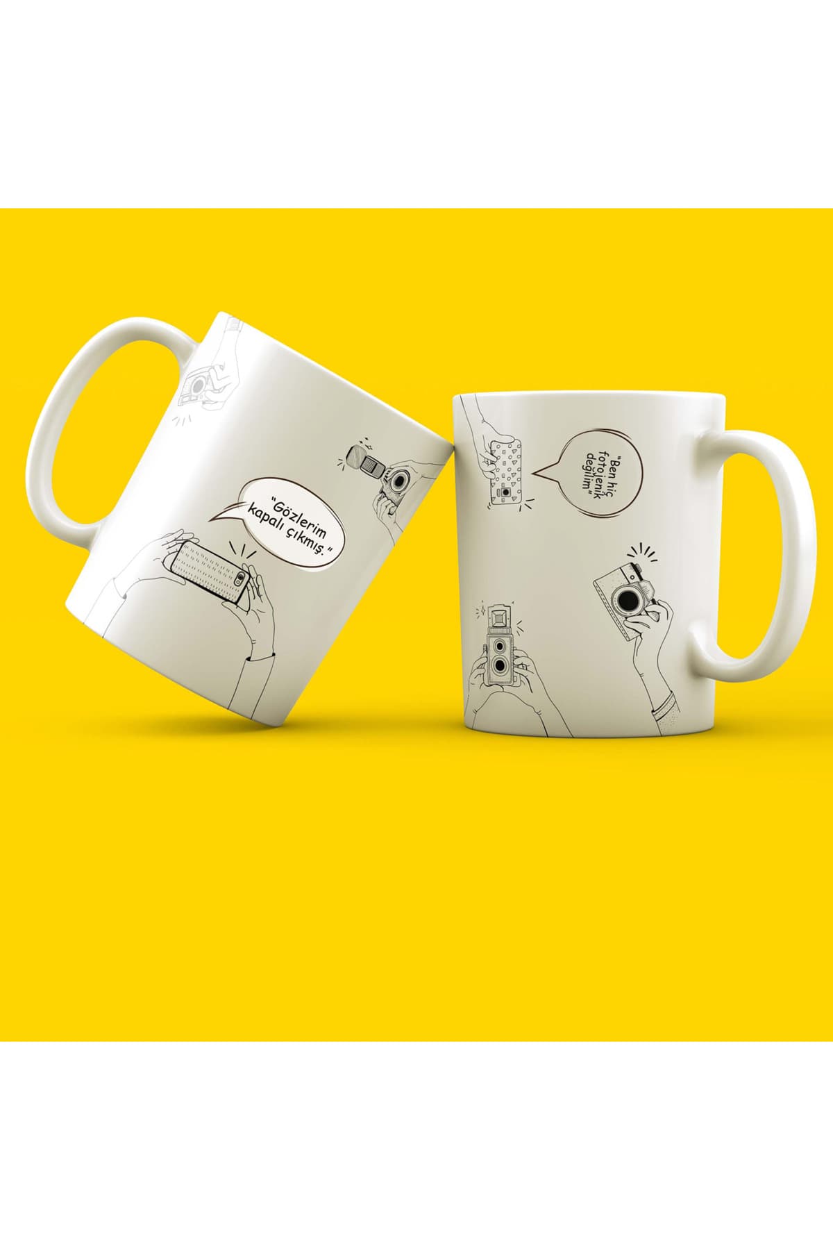 Fotoğrafçılar Baskılı Beyaz Kupa - Fotoğrafçıya Hediye Bardak Fincan Mug