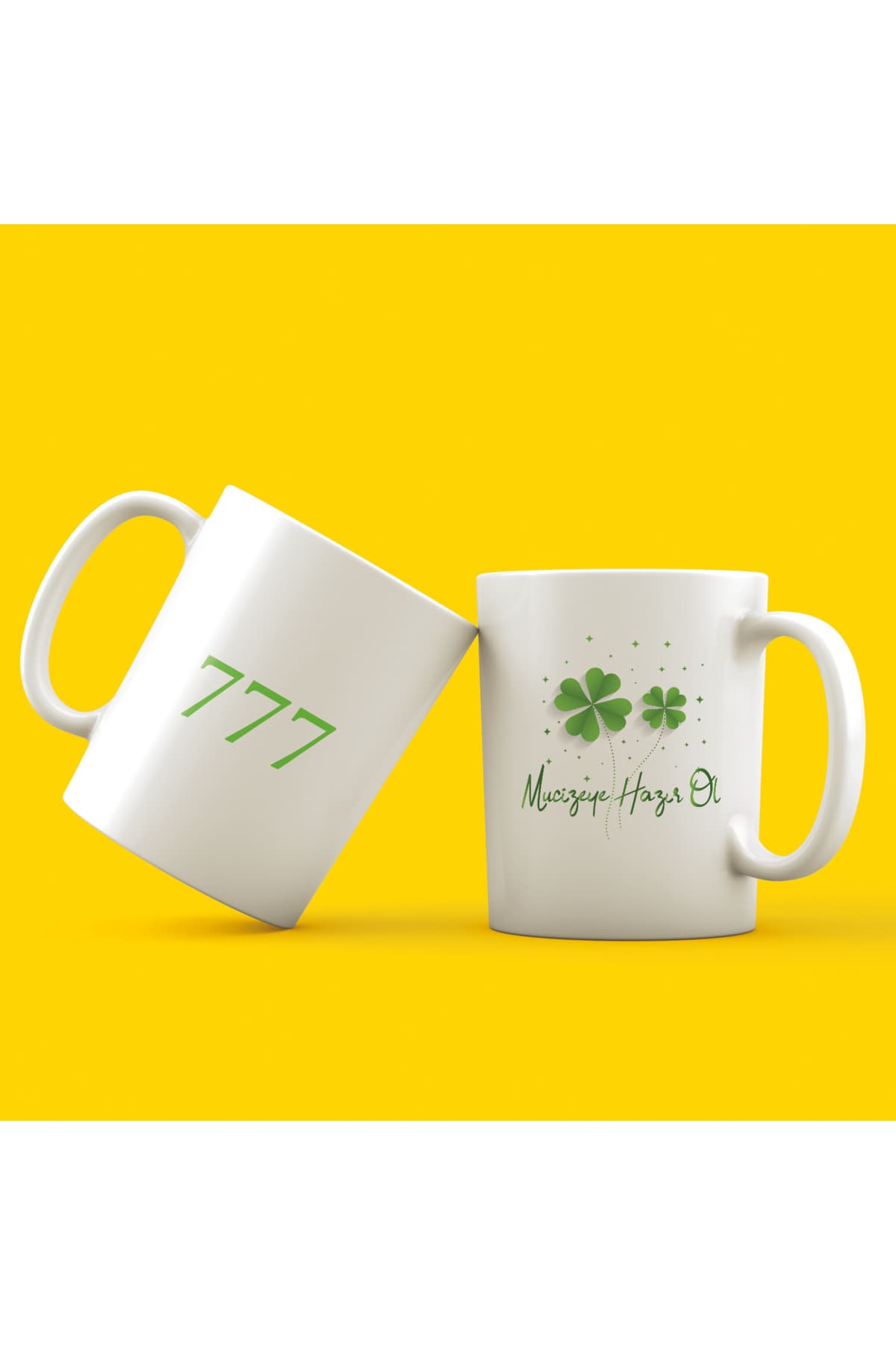 Yonca Baskılı Beyaz Kupa Bardak Fincan Mug