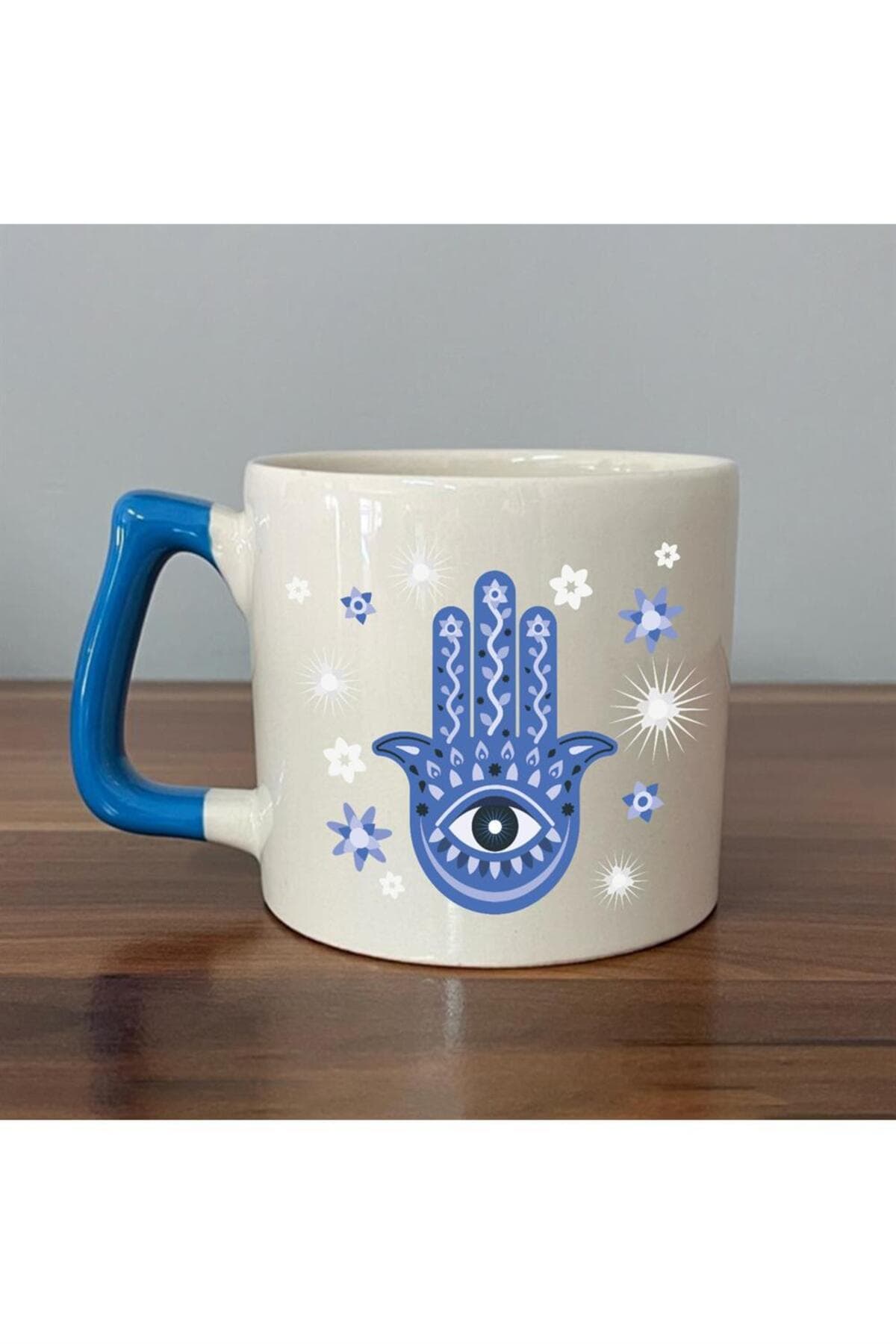 Ankh Sembol Sekans Sayılar 1.1.7.1 Baskılı Mavi Kulplu Prime Kupa Bardak Fincan Mug