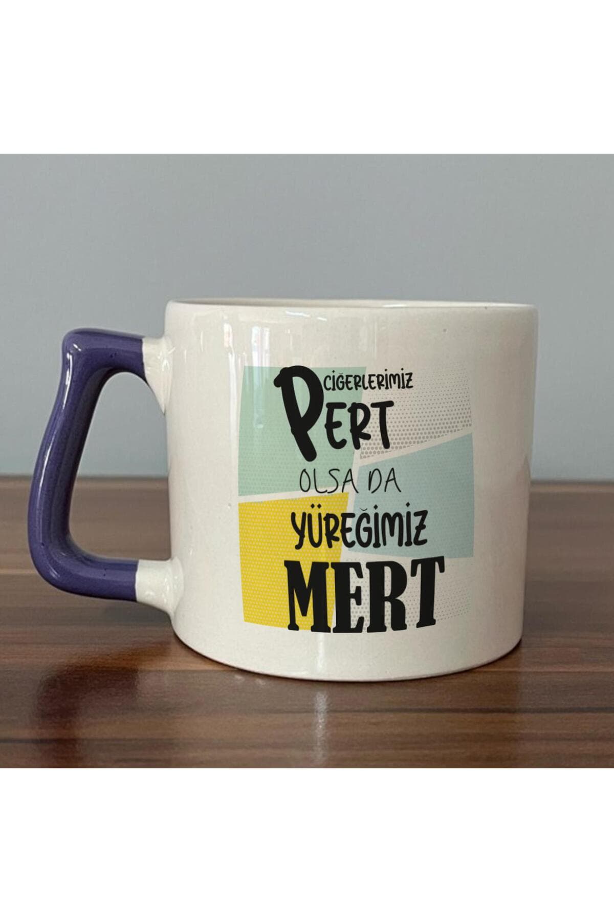 Ciğerlerimiz Pert Olsa Da Yüreğimiz Mert Baskılı Mor Kulplu Prime Kupa Bardak Fincan Mug