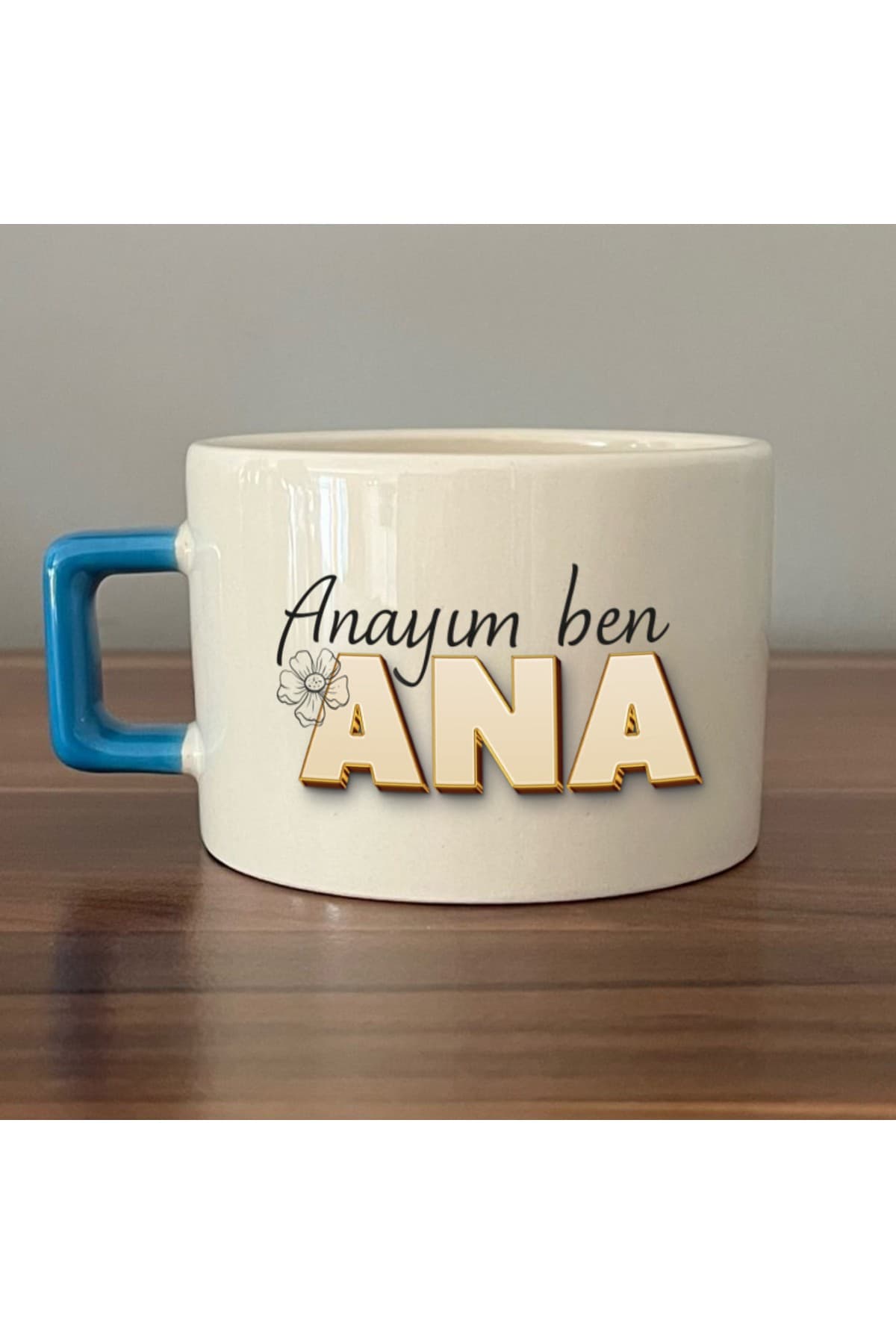 Anayım Ben Ana Baskılı Kulplu Kare Kupa Bardak Fincan Mug