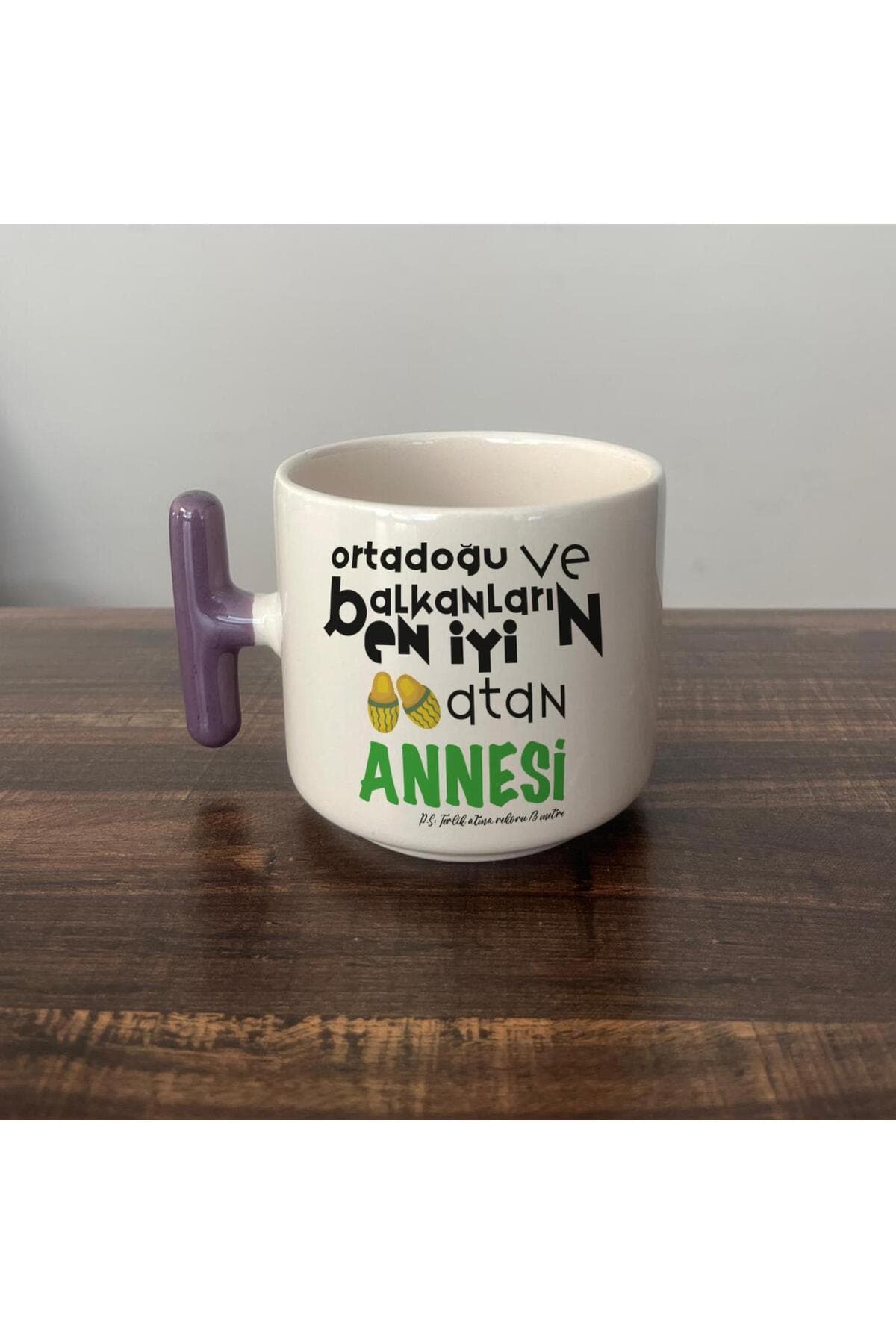 Ortadoğu ve Balkanları En İyi Baskılı Mor Kulplu T Kupa Bardak Fincan Mug