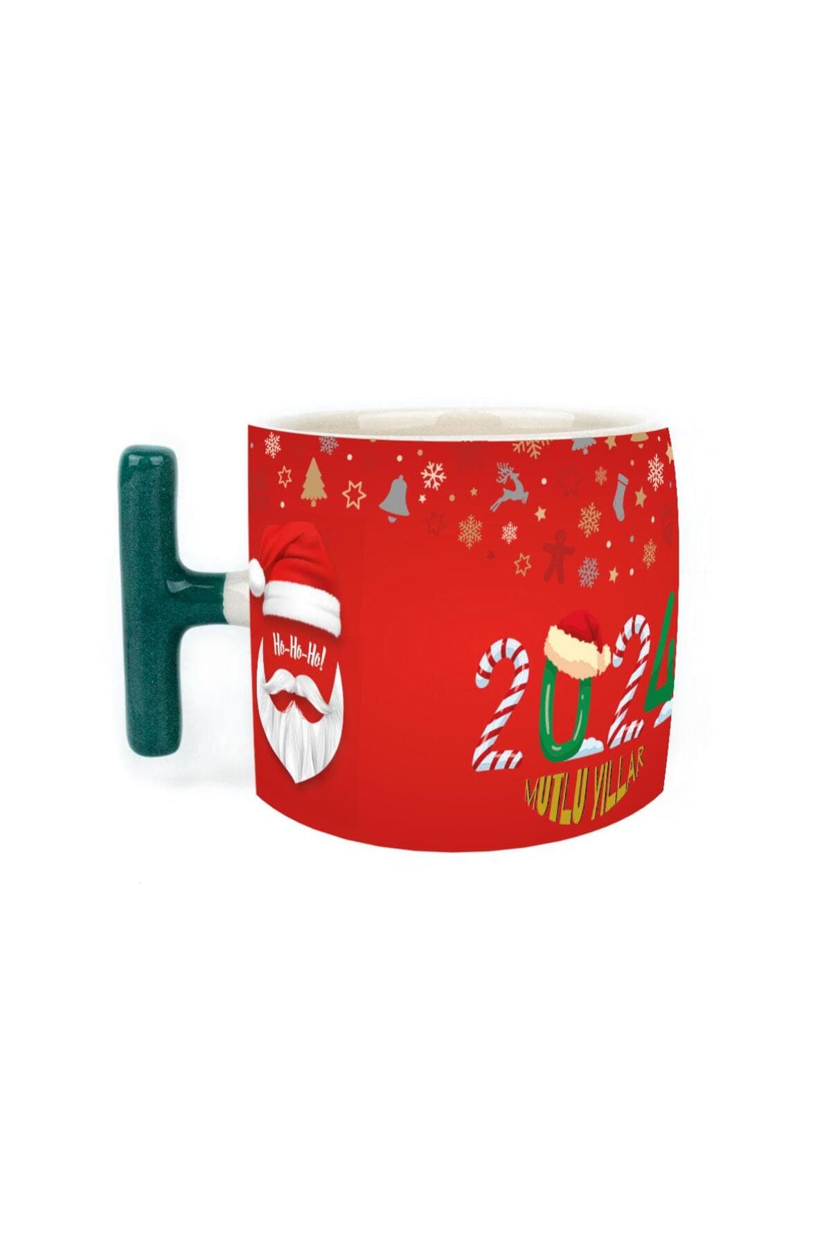 2024 Noel Baba Tam Tur Baskılı Kulplu T Kupa - Babaya Hediye Bardak Fincan Mug