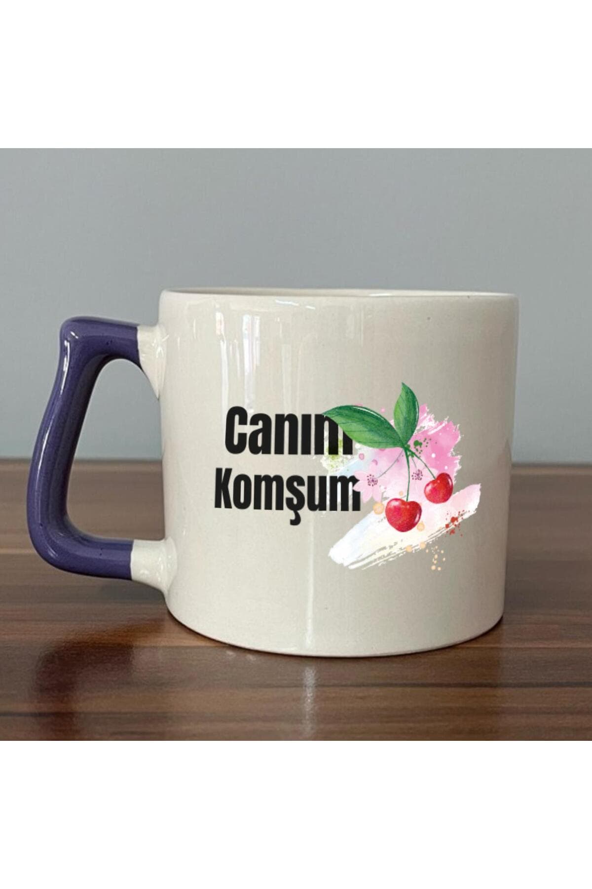 Canım Komşum Baskılı Mor Kulplu Prime Kupa Bardak Fincan Mug