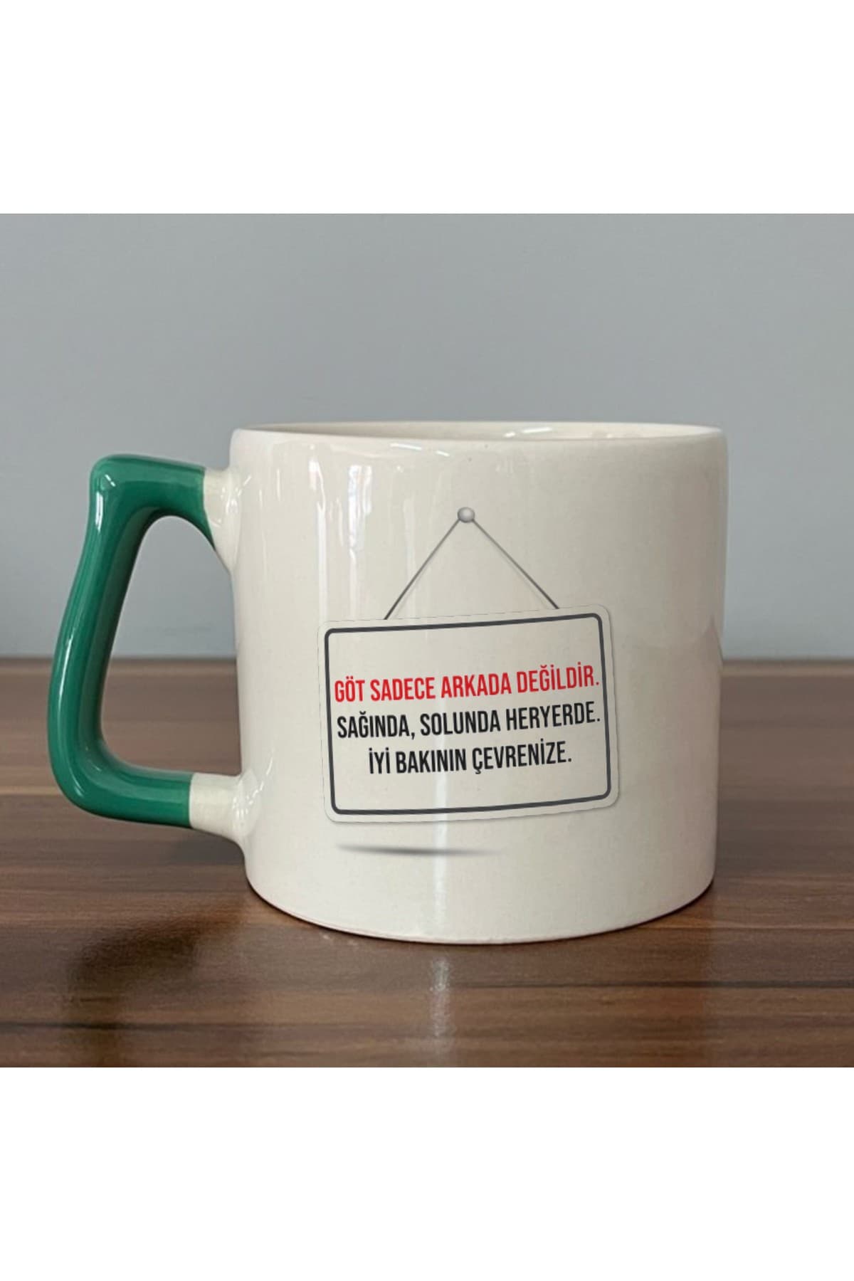 G*t Sadece Arkada Değildir Baskılı Yeşil Kulplu Prime Kupa - Komik Hediye Bardak Fincan Mug