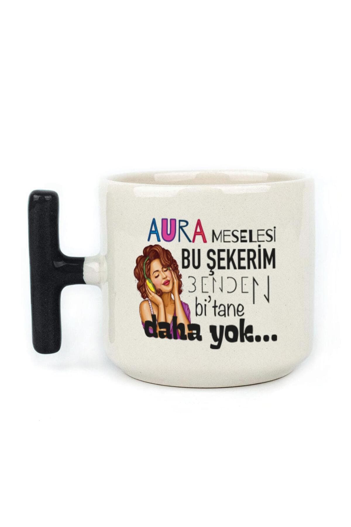 Aura Meselesi Bu Şekerim Baskılı Siyah Kulplu Prime Kupa Bardak Fincan Mug