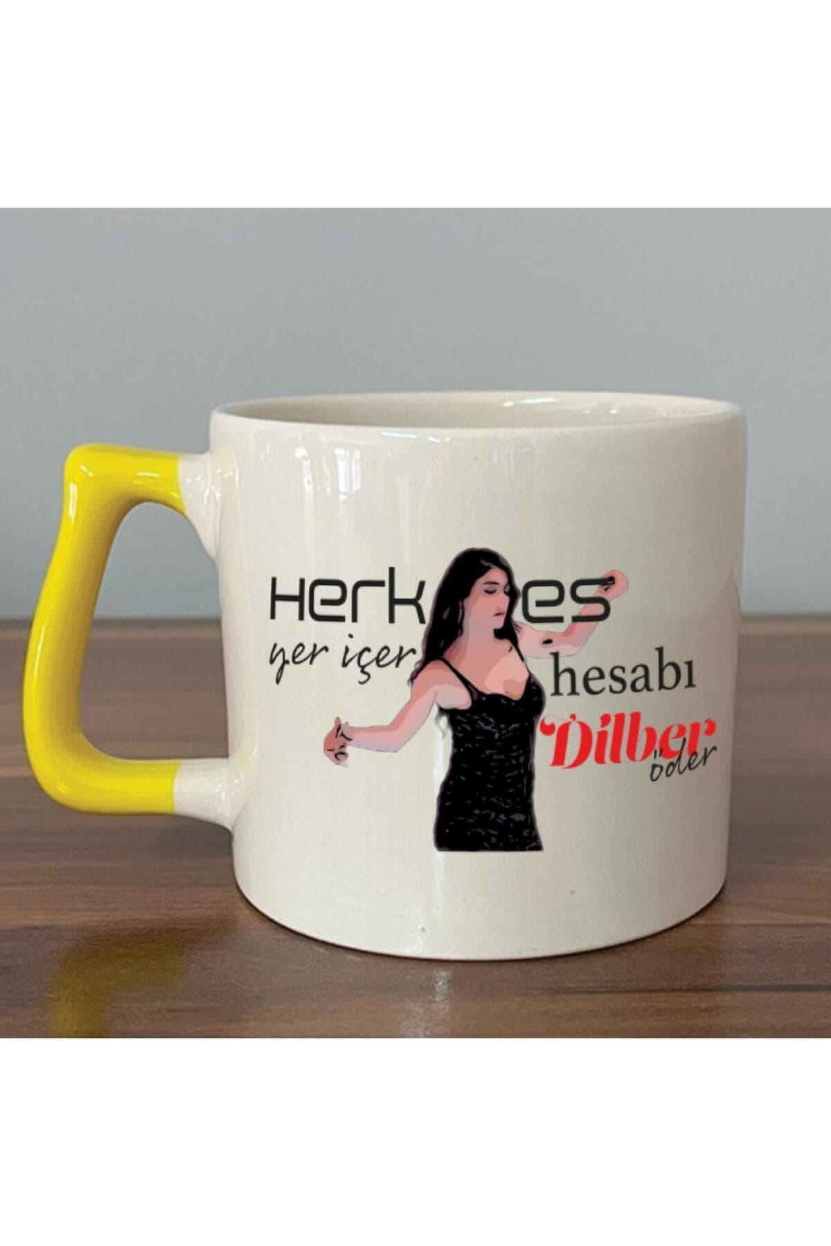 Herkes Yer Içer Hesabı Dilber Öder Baskılı Sarı Kulplu Prime Kupa Bardak Fincan Mug