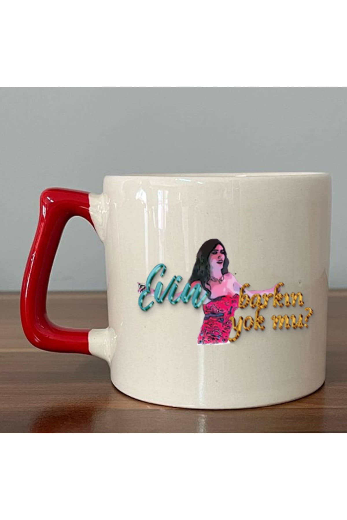 Evin Barkın Yok Mu? Baskılı Kırmızı Kulplu Prime Kupa Bardak Fincan Mug