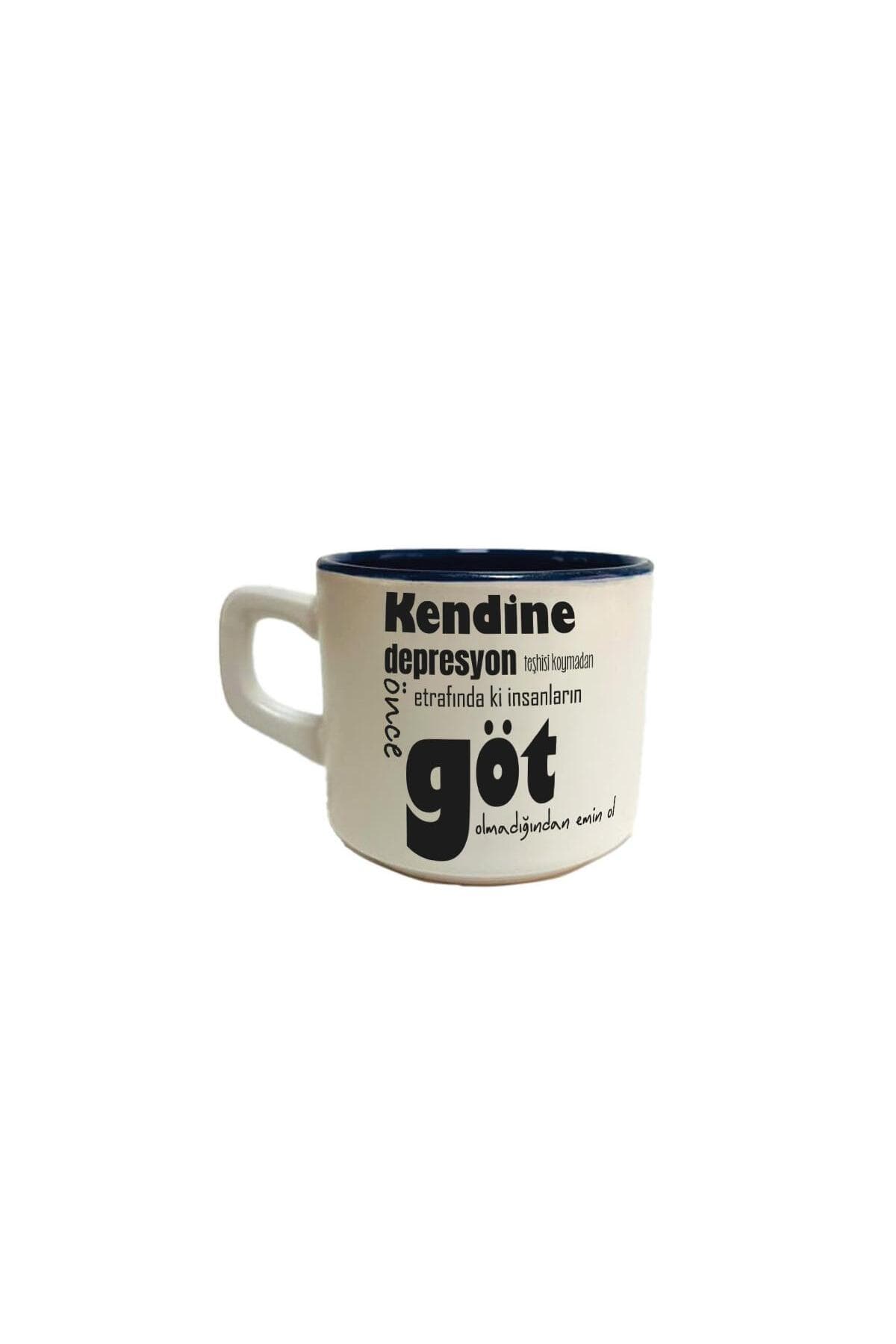 Kendine Depresyon Teşhisi Koymadan Önce Baskılı Siyah İçi Renkli Venüs Kupa Bardak Fincan Mug
