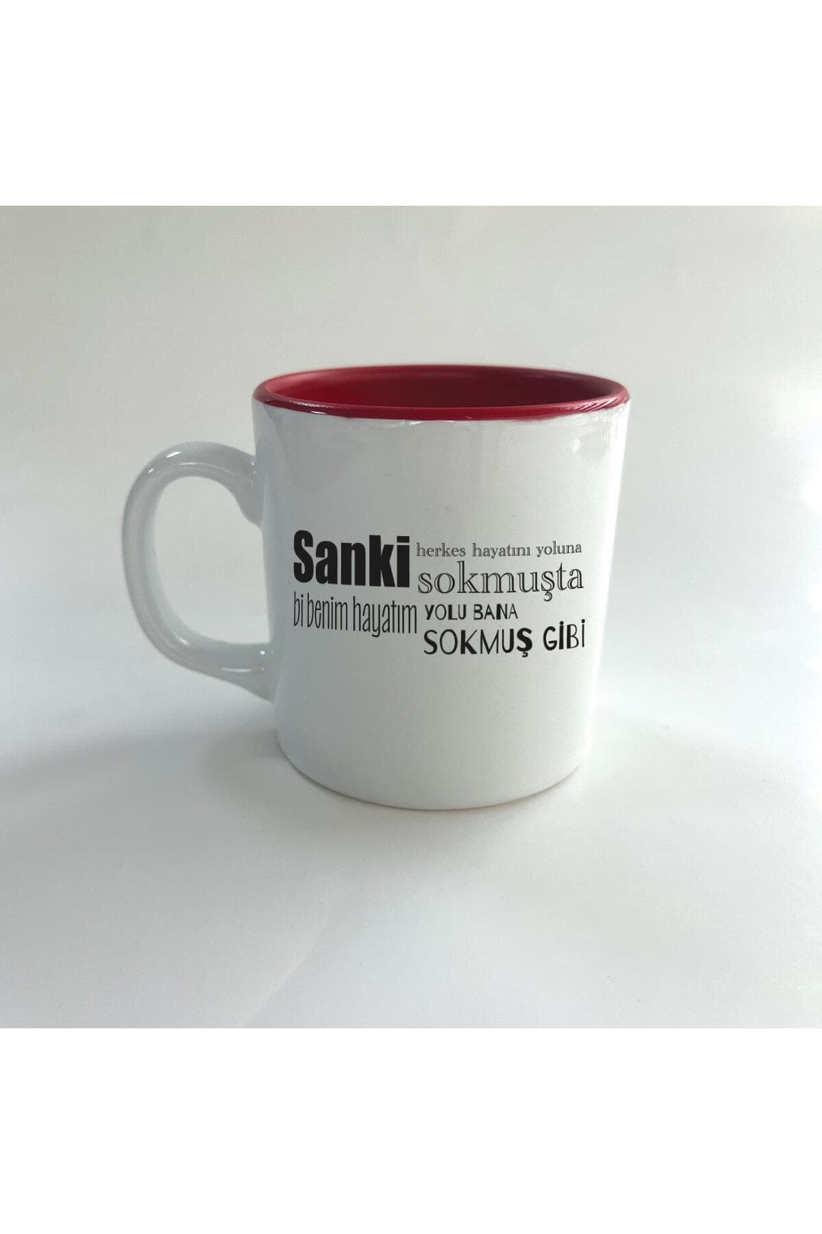 Sanki Herkes Hayatını Yoluna Sokmuşta Baskılı Kırmızı İçi Renkli Multi Kupa Bardak Fincan Mug