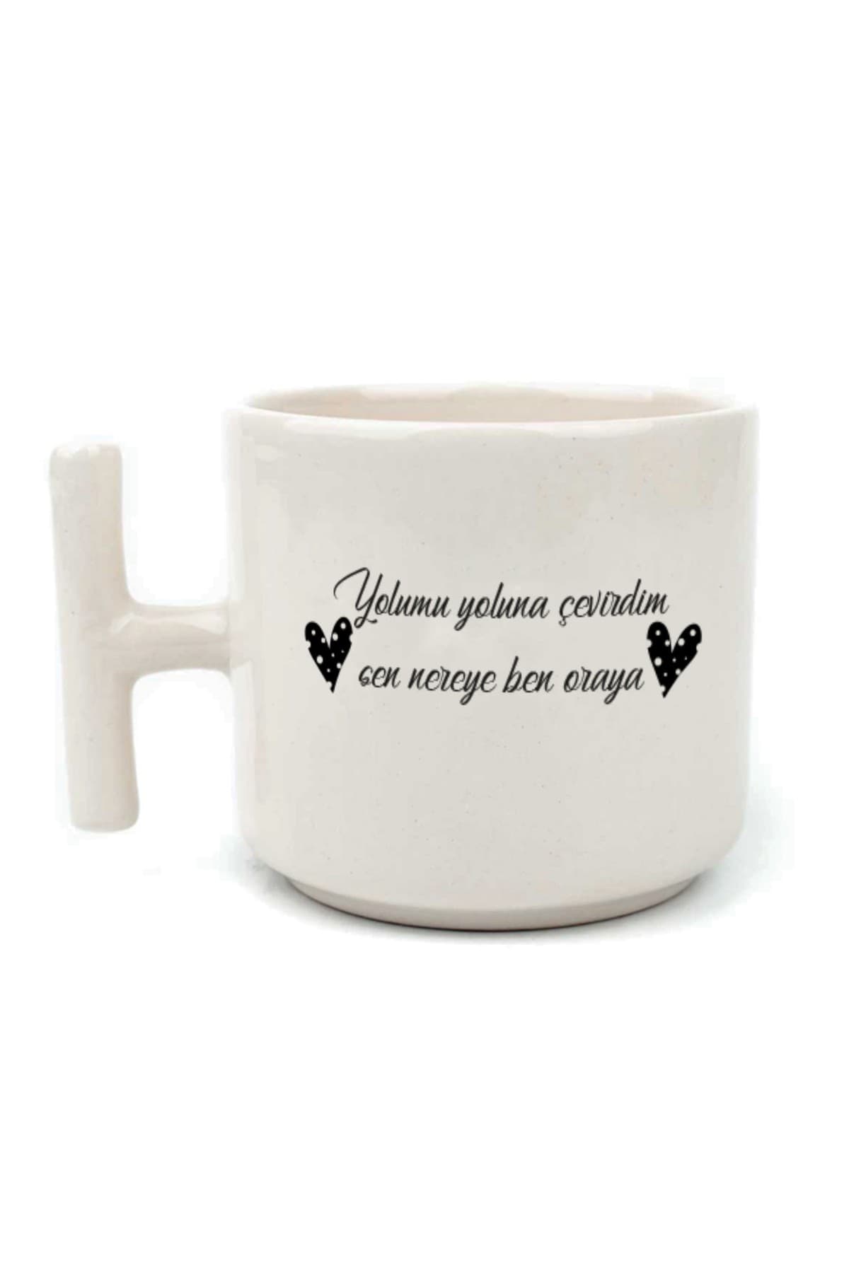 Yolumu Yoluna Çevirdim Baskılı Beyaz Kulplu T Kupa Bardak Fincan Mug
