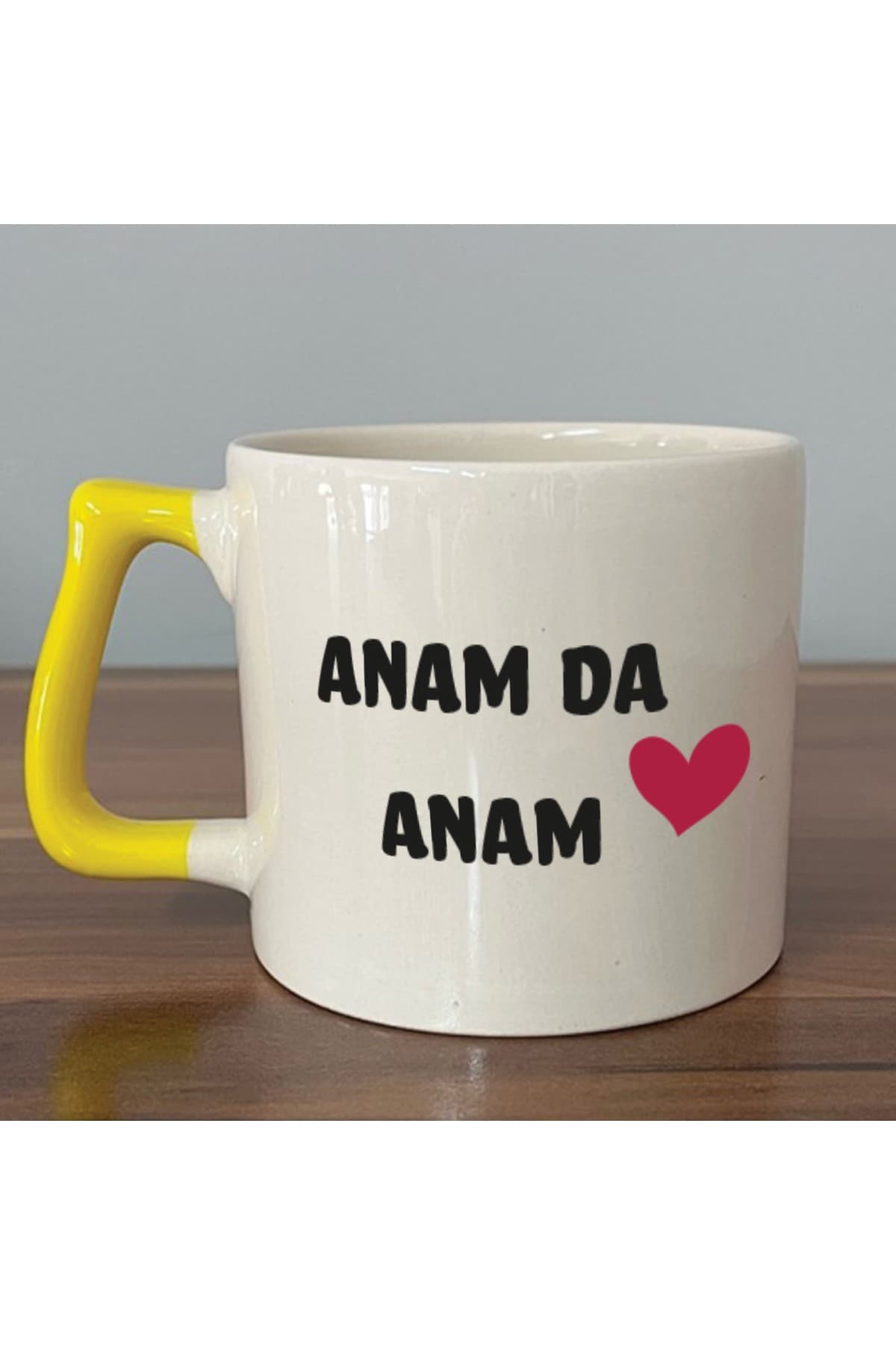 Kızım Da Kızım Baskılı Sarı Kulplu Prime Kupa - Kadınlar Günü Hediyesi Bardak Fincan Mug