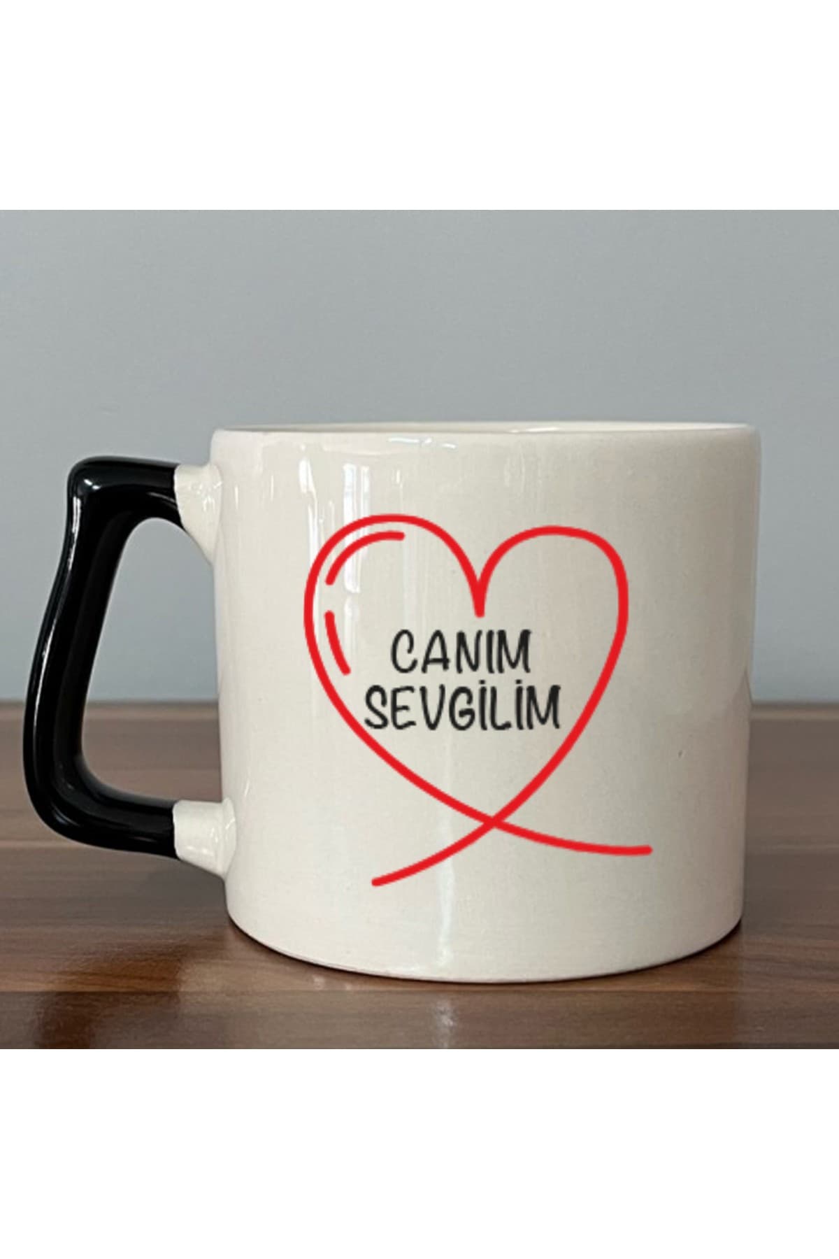 Canım Sevgilim Baskılı Siyah Kulplu Prime Kupa - Sevgiliye Hediye Bardak Fincan Mug