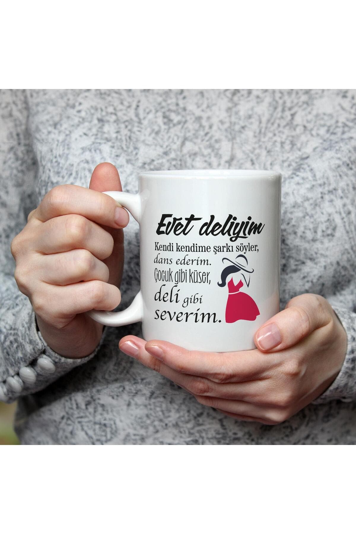 Evet Deliyim Baskılı Beyaz Kupa - Kadınlar Günü Hediyesi Bardak Fincan Mug