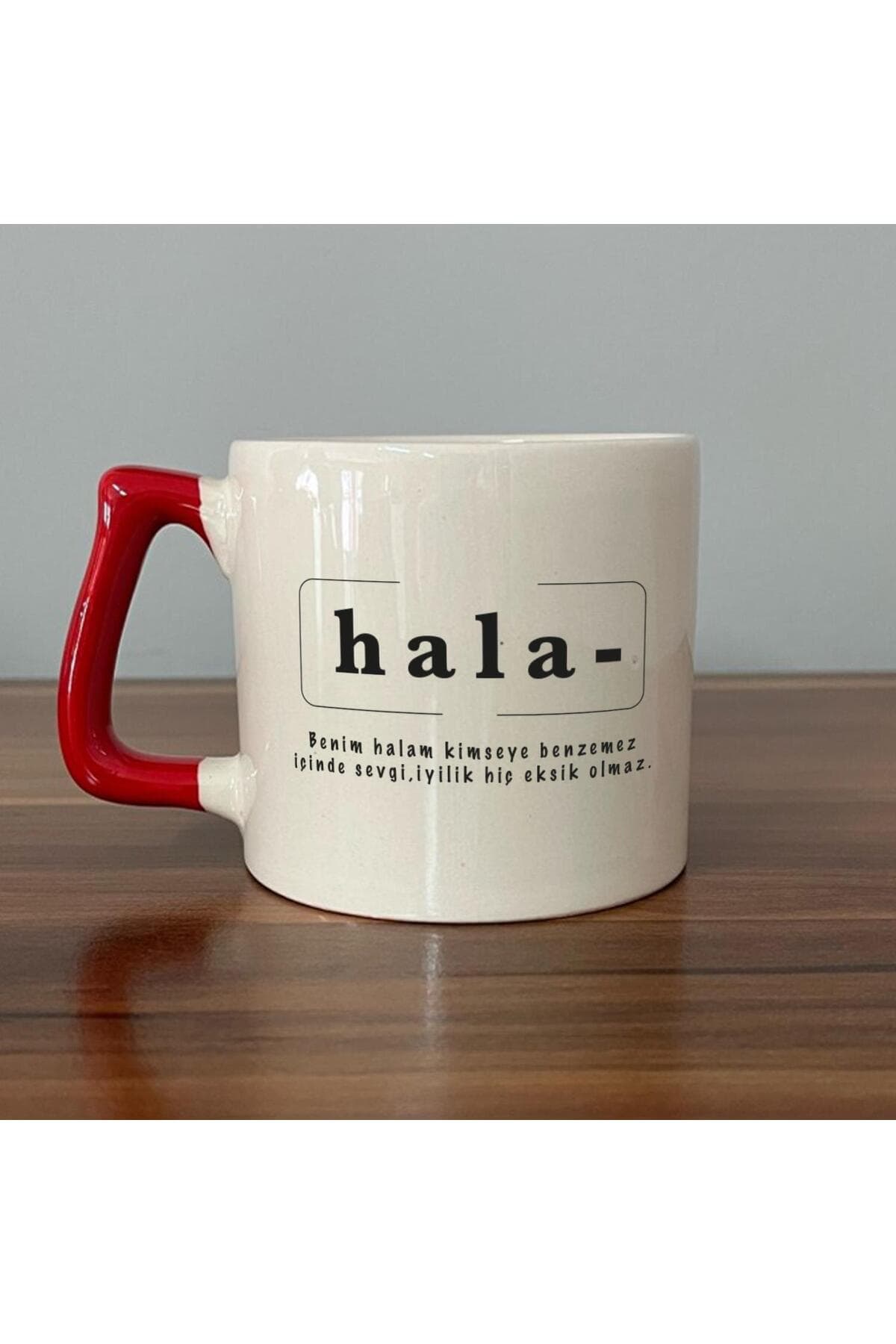 Hala Baskılı Kırmızı Kulplu Prime Kupa - Halaya Hediye Bardak Fincan Mug