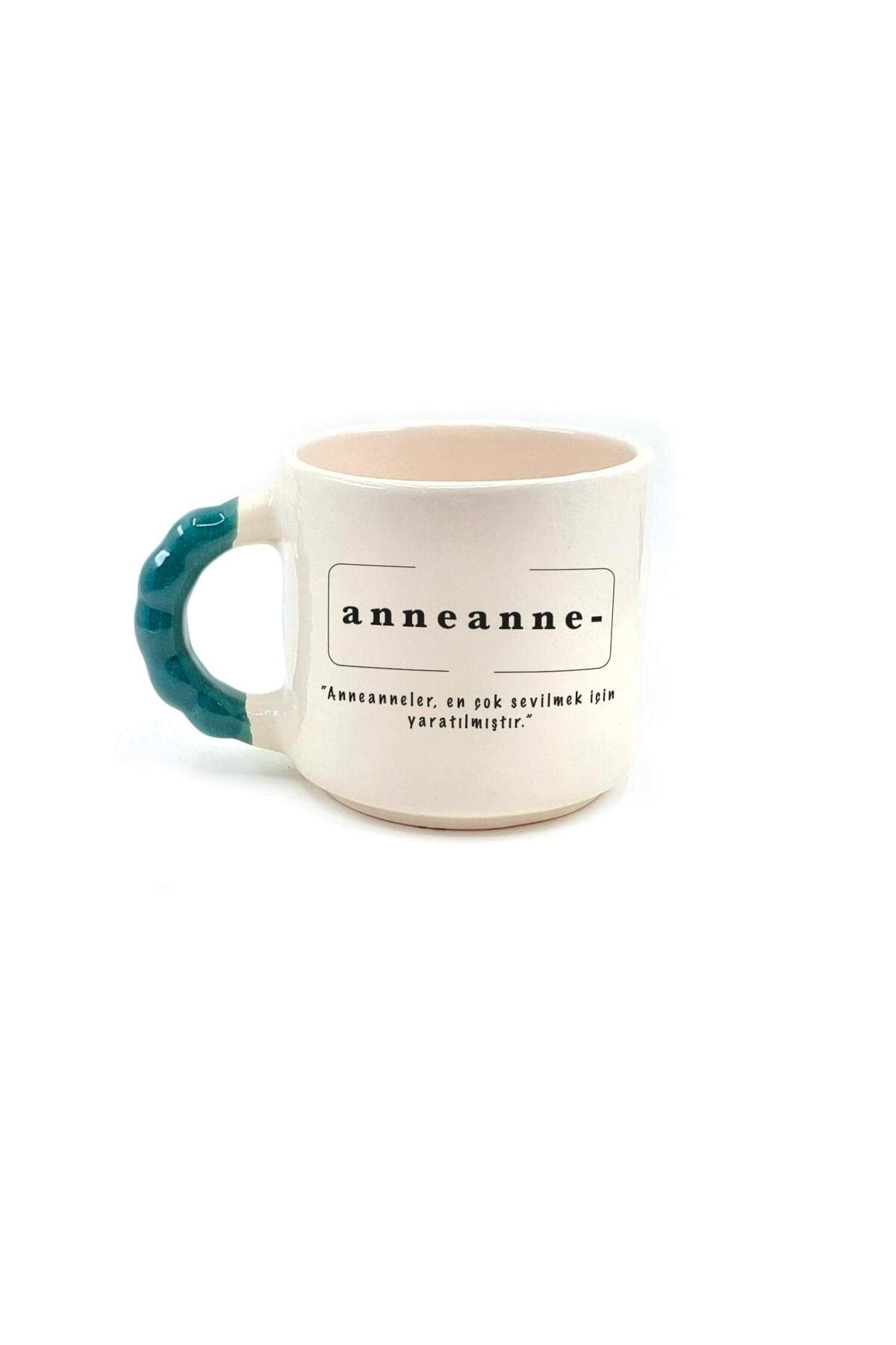 Anneanne Baskılı Kulplu Boncuk Kupa - Anneanneye Hediye Bardak Fincan Mug
