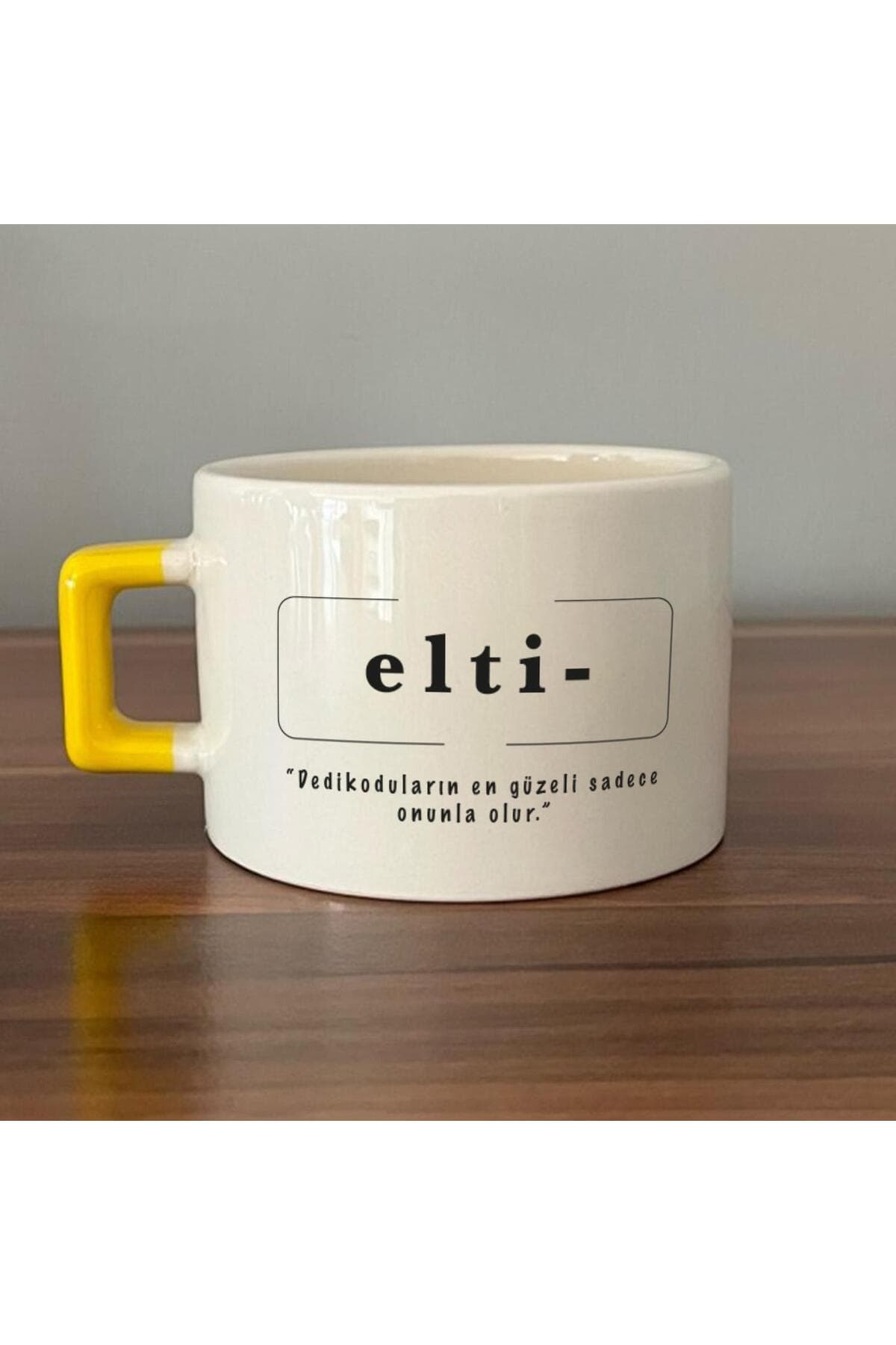 Elti Baskılı Kulplu Kare Kupa - Eltiye Hediye Bardak Fincan Mug
