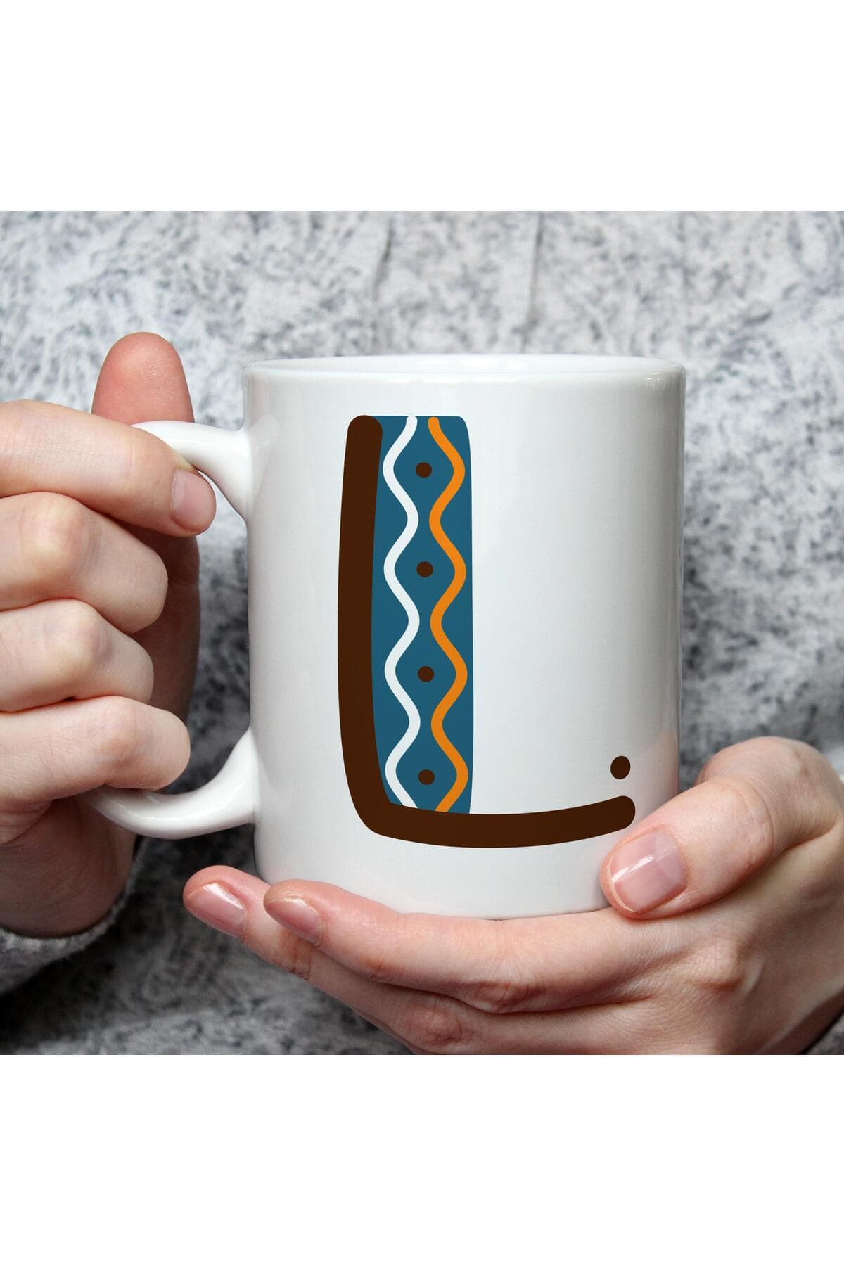 Safari L Harf Baskılı Beyaz Kupa Bardak Fincan Mug