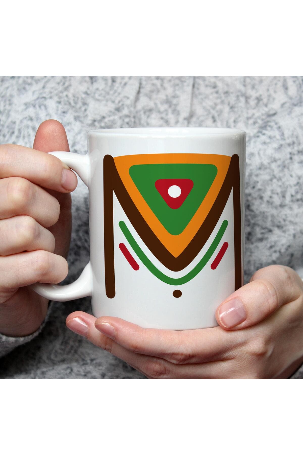Safari M Harf Baskılı Beyaz Kupa Bardak Fincan Mug