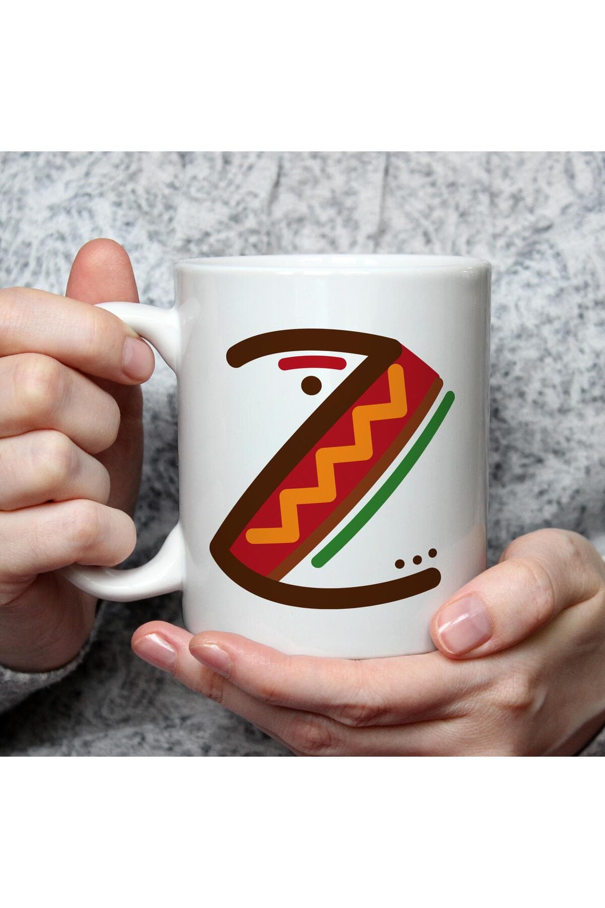 Safari Z Harf Baskılı Beyaz Kupa Bardak Fincan Mug