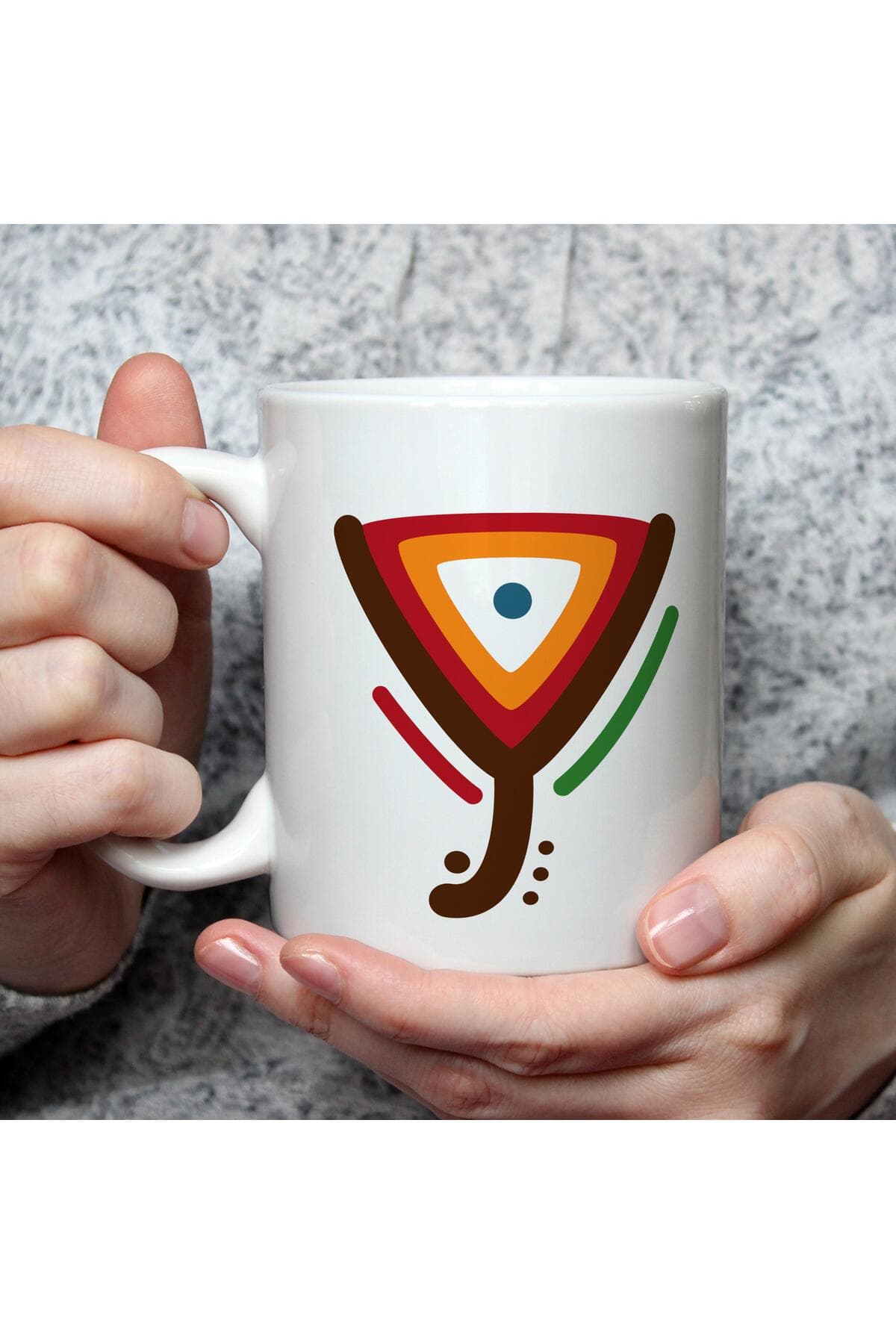 Safari Y Harf Baskılı Beyaz Kupa Bardak Fincan Mug