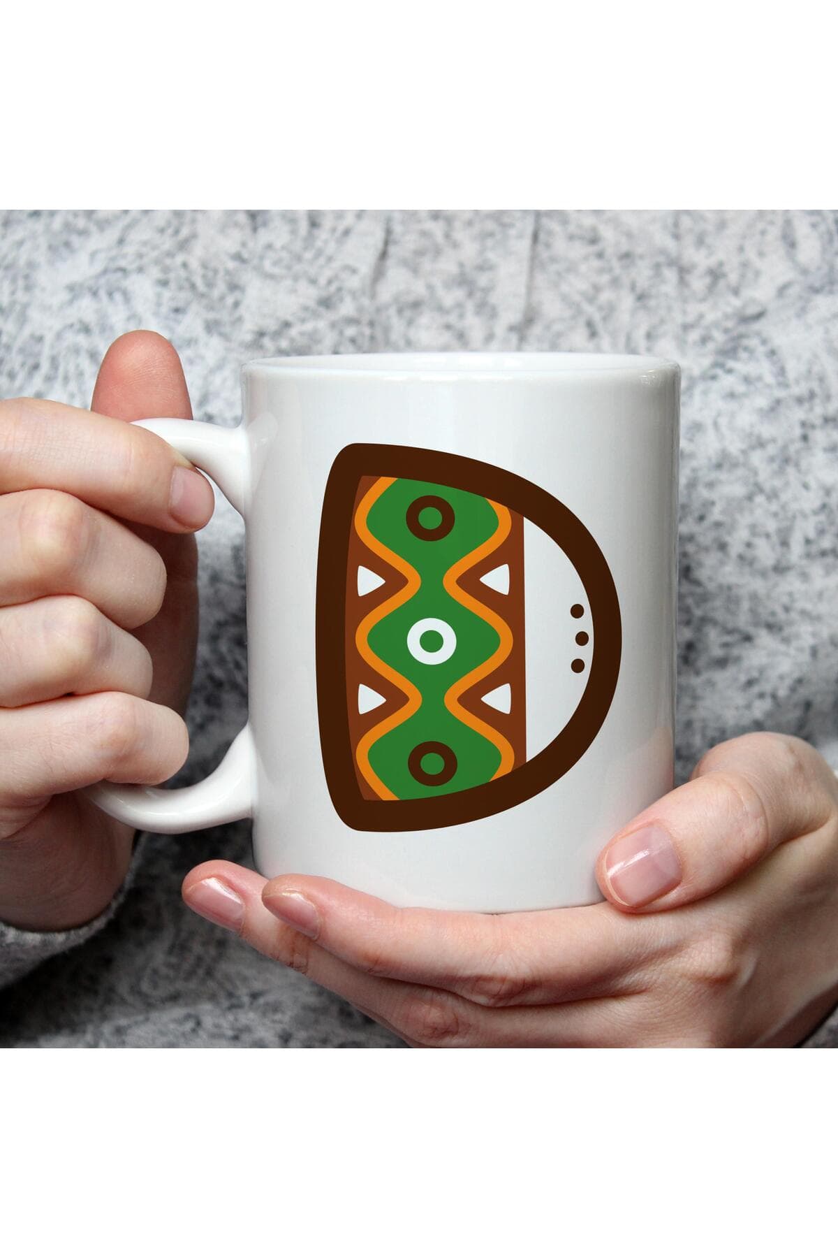 Safari D Harf Baskılı Beyaz Kupa Bardak Fincan Mug