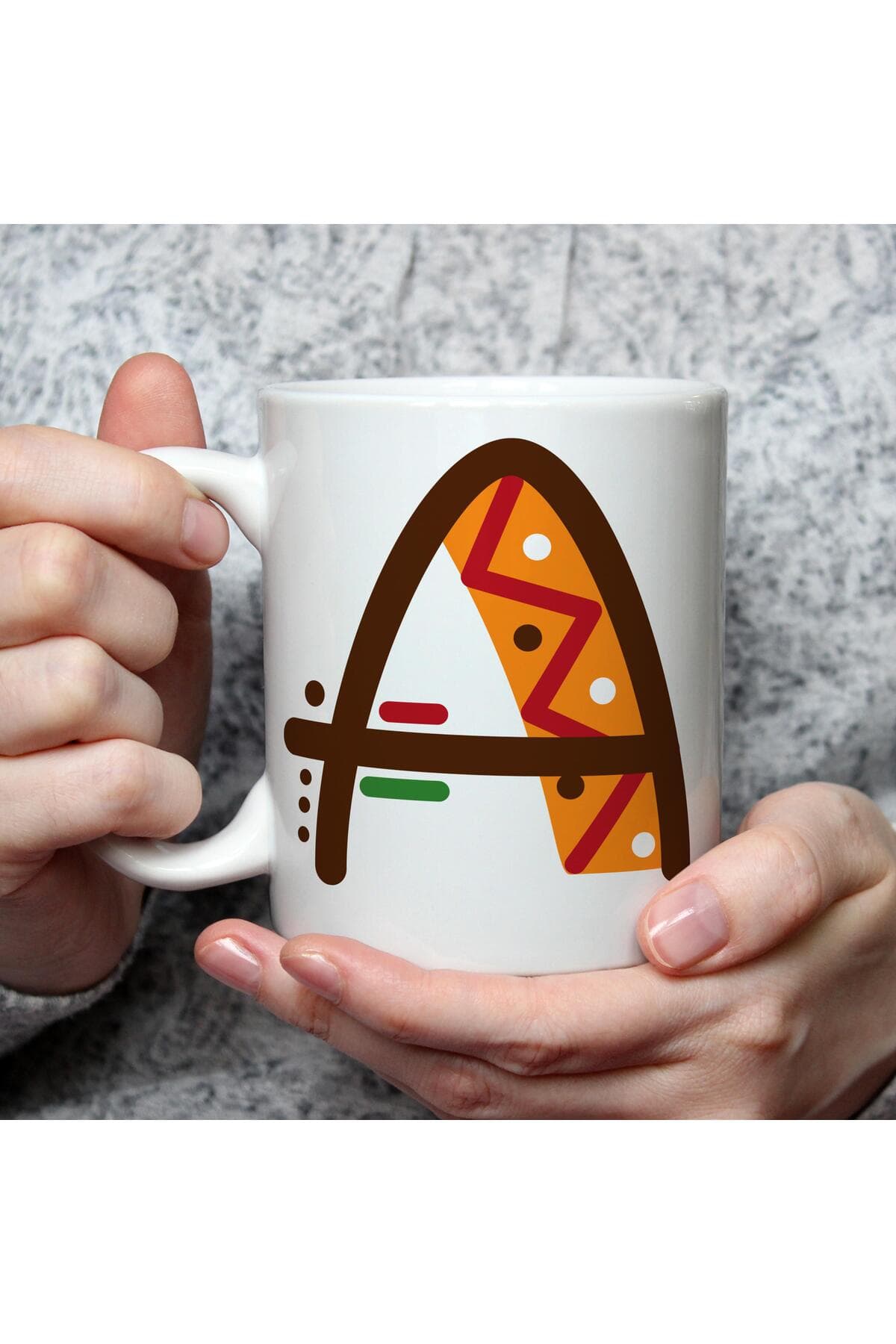 Safari A Harf Baskılı Beyaz Kupa Bardak Fincan Mug