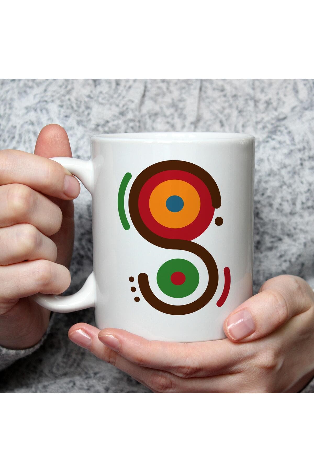 Safari S Harf Baskılı Beyaz Kupa Bardak Fincan Mug