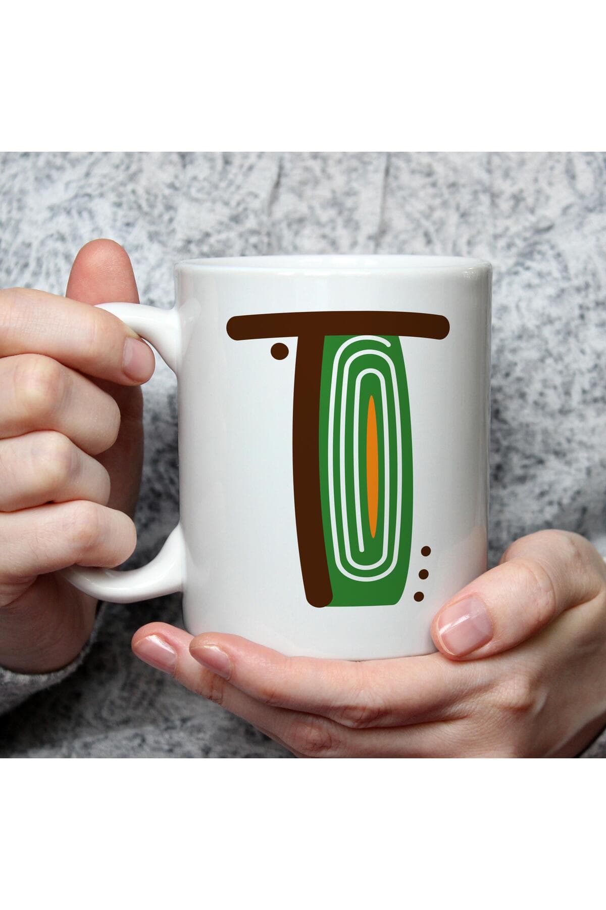 Safari T Harf Baskılı Beyaz Kupa Bardak Fincan Mug