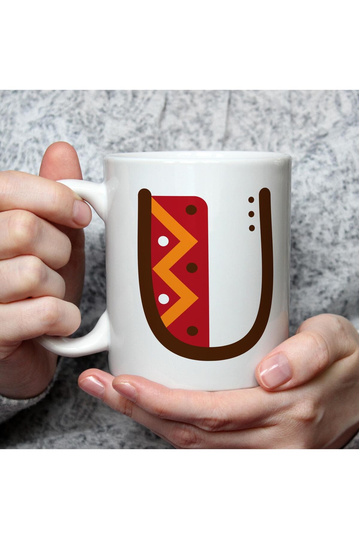 Safari U Harf Baskılı Beyaz Kupa Bardak Fincan Mug