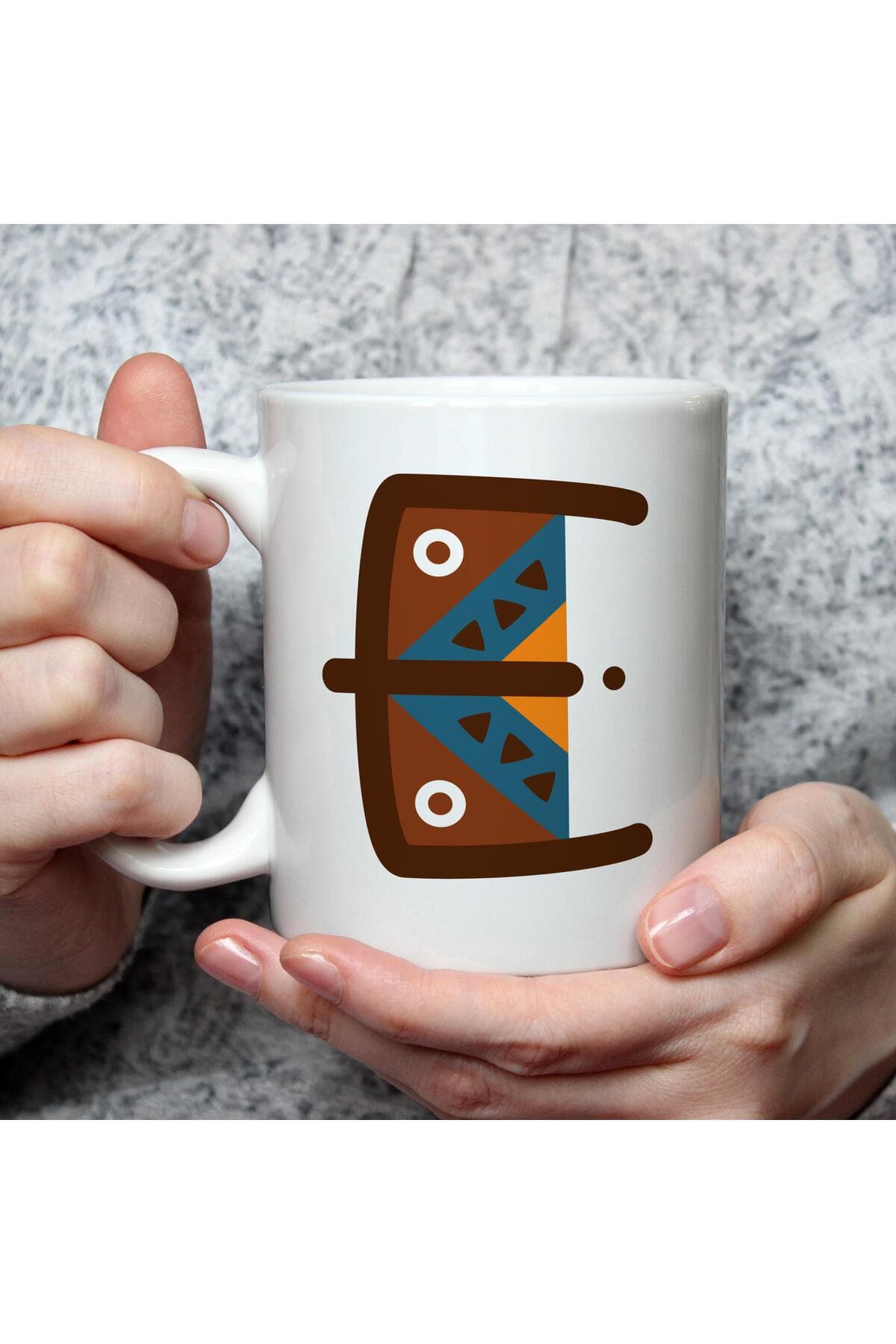 Safari E Harf Baskılı Beyaz Kupa Bardak Fincan Mug