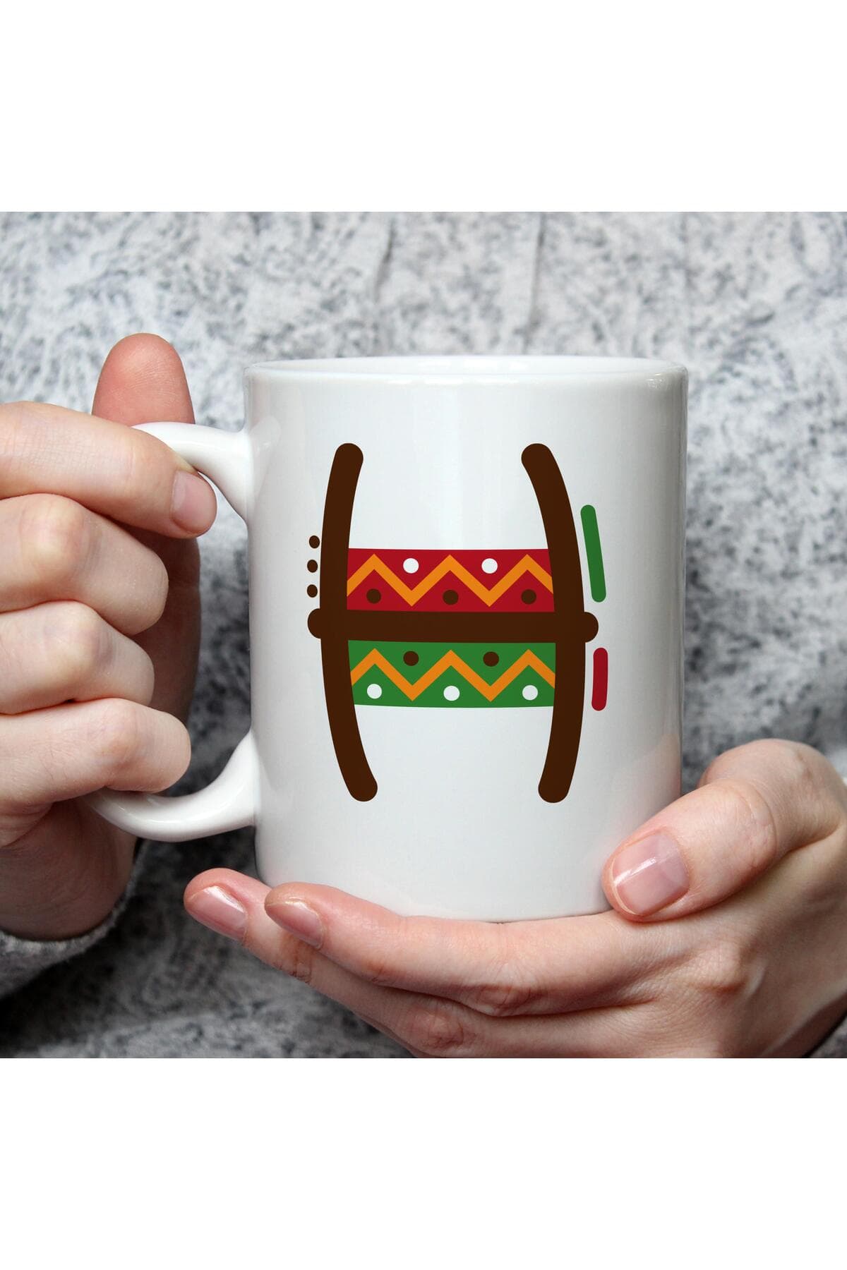 Safari H Harf Baskılı Beyaz Kupa Bardak Fincan Mug