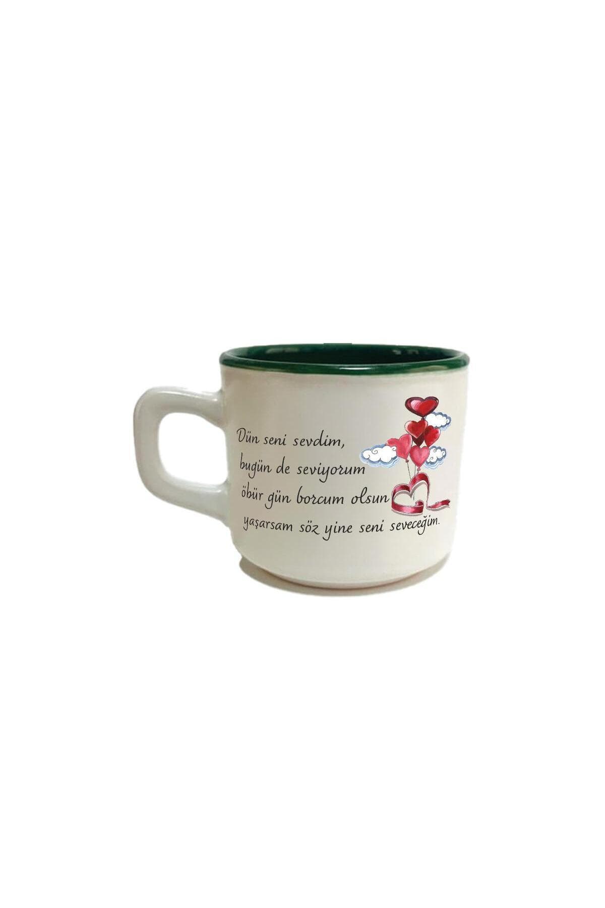 Dün Seni Sevdim Baskılı Yeşil İçi Renkli Venüs Kupa Bardak Fincan Mug