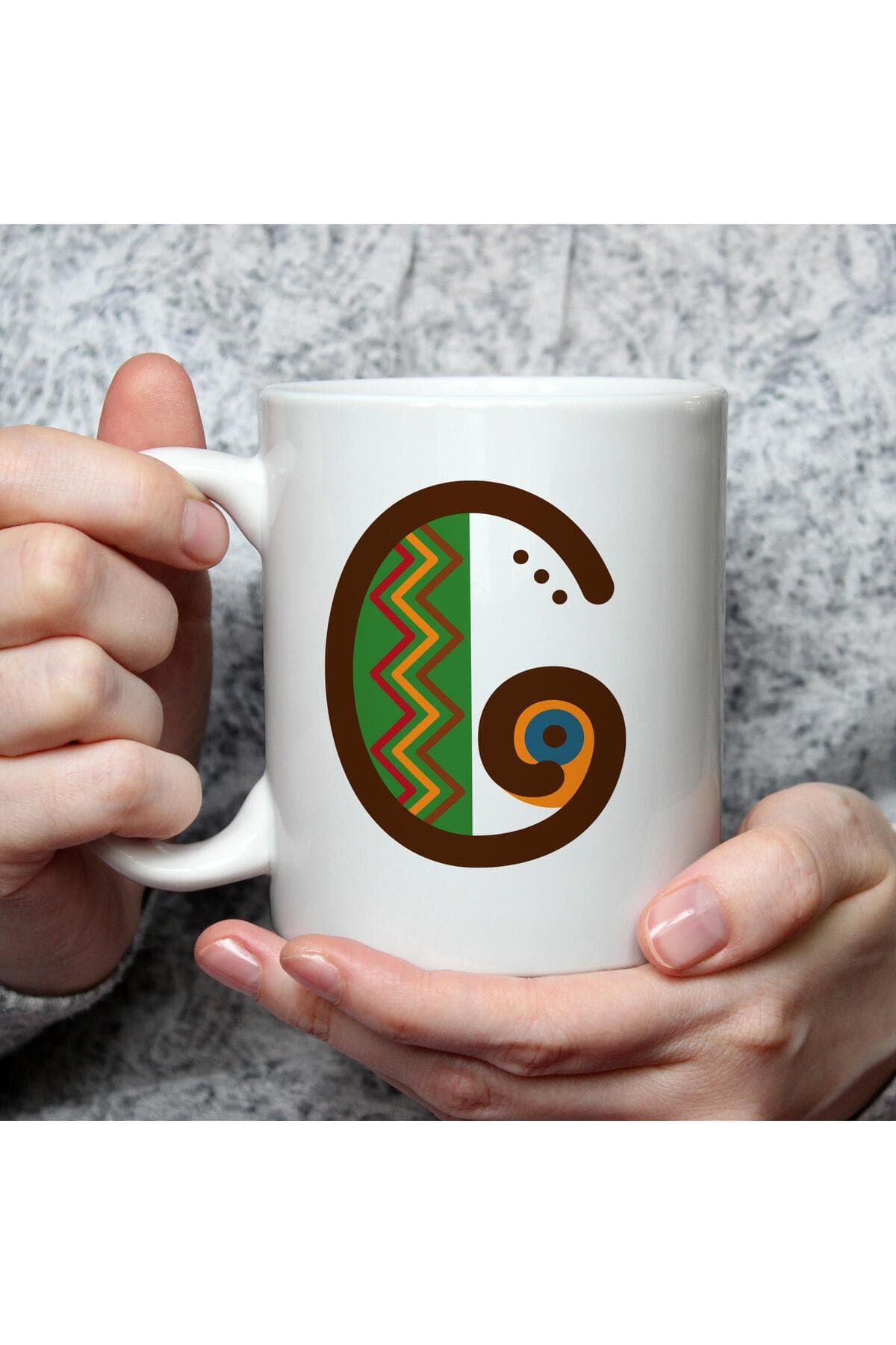 Safari G Harf Baskılı Beyaz Kupa Bardak Fincan Mug