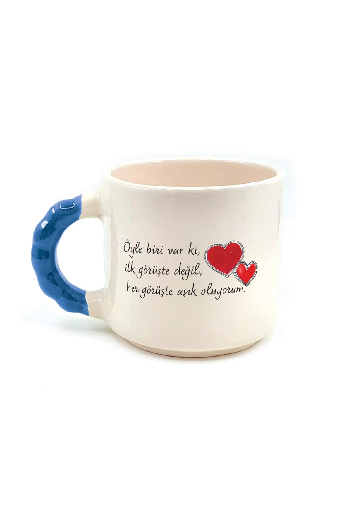 Öyle Biri Var Ki Baskılı Mavi Kulplu Boncuk Kupa Bardak Fincan Mug