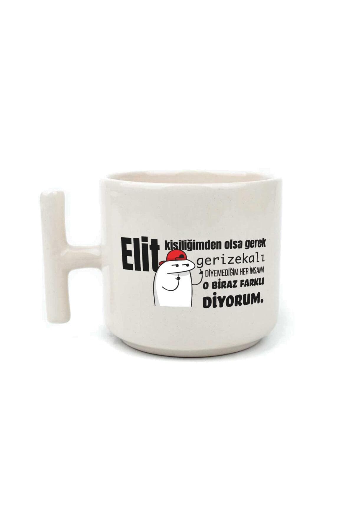 Elit Kişiliğimden Olsa Gerek Baskılı Beyaz Kulplu T Kupa Bardak Fincan Mug