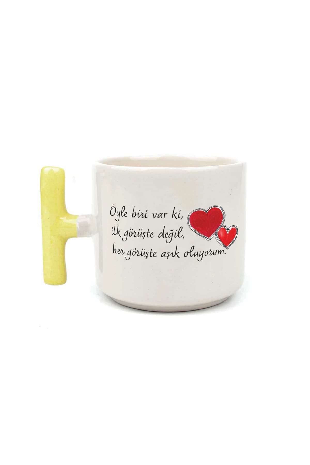 Öyle Biri Var Ki Baskılı Sarı Kulplu T Kupa Bardak Fincan Mug