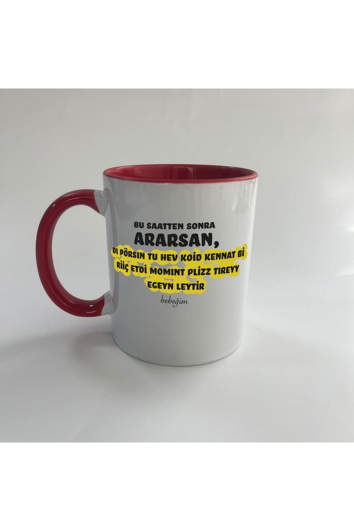 Bu Saatten Sonra Ararsan Baskılı Kırmızı İçi ve Kulbu Renkli Mega Kupa Bardak Fincan Mug