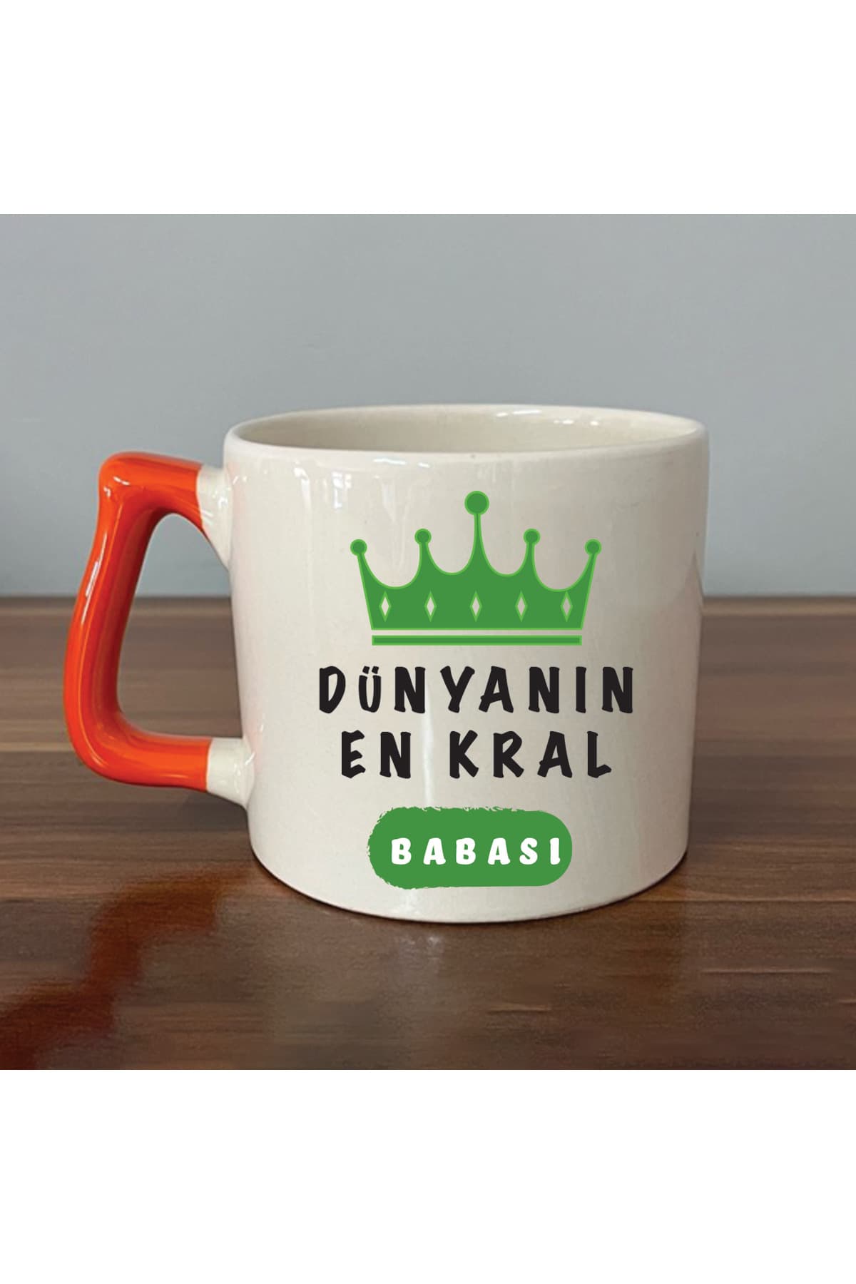 DÜNYANIN EN KRAL BABASI Turuncu Kulplu Prime Babalar Günü Hediyesi Kupa